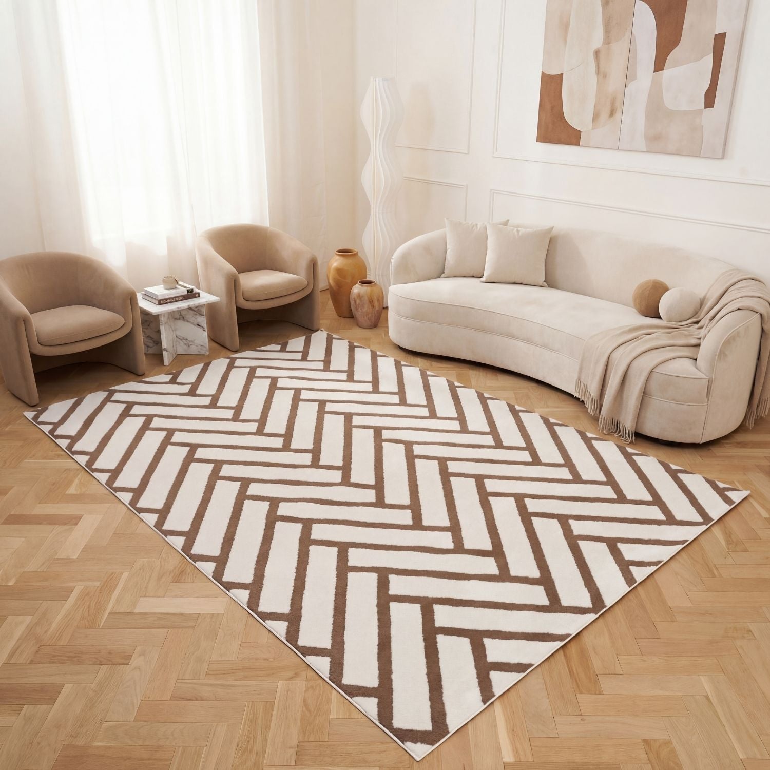 Loft Chevron Brown Rug - PN Home