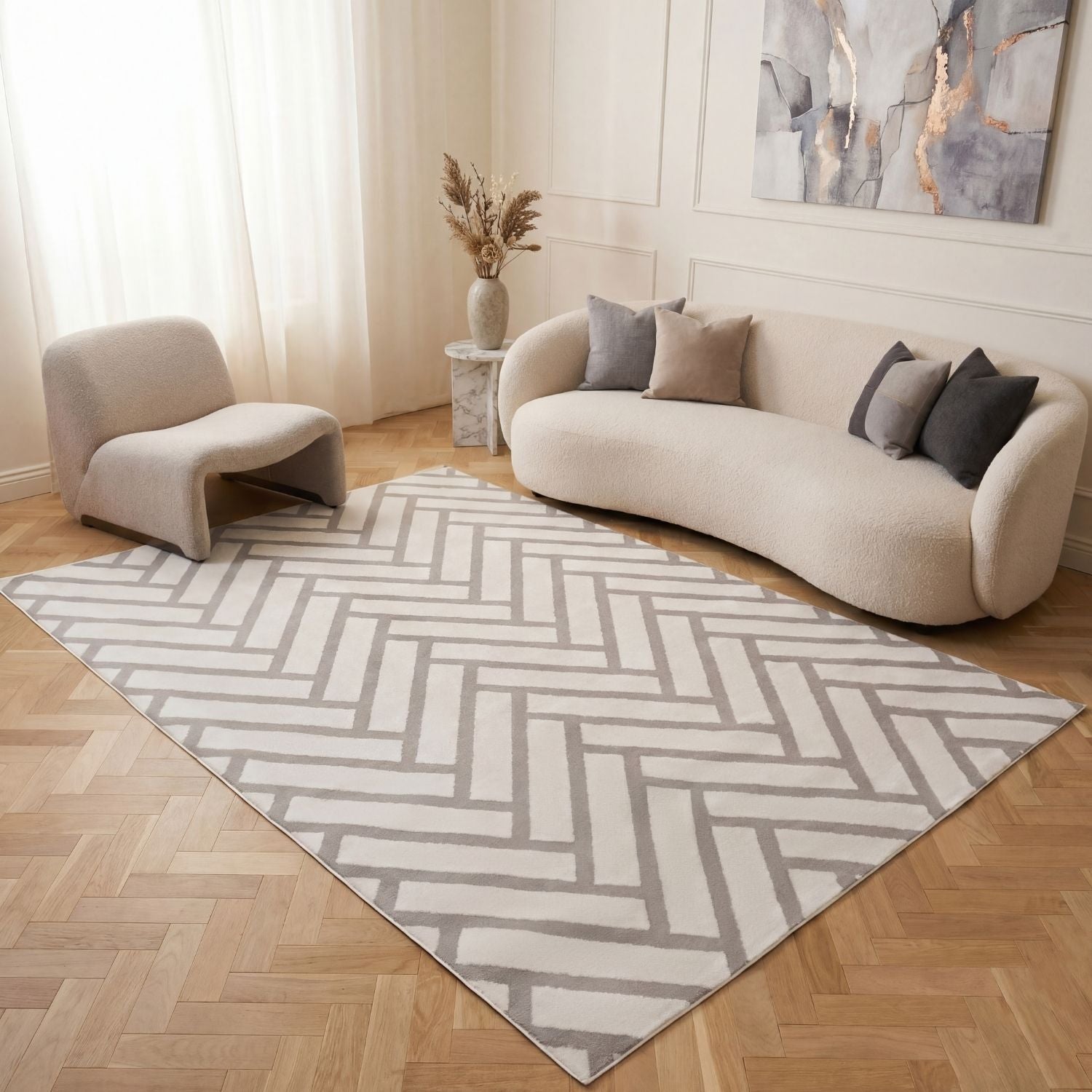 Loft Chevron Grey Rug - PN Home