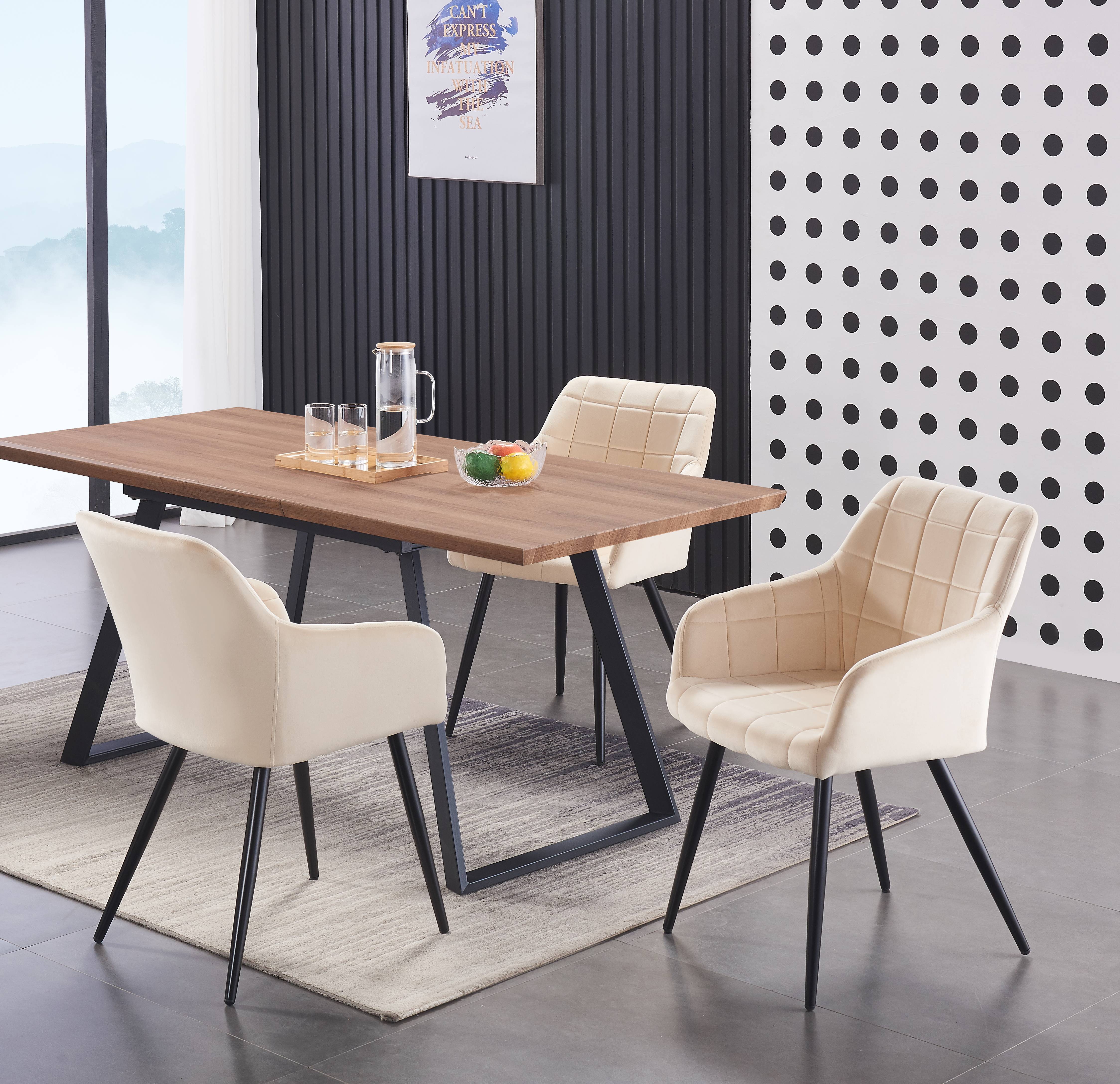 Camden Toga Brown LUX Dining Set with 4 Velvet Chairs