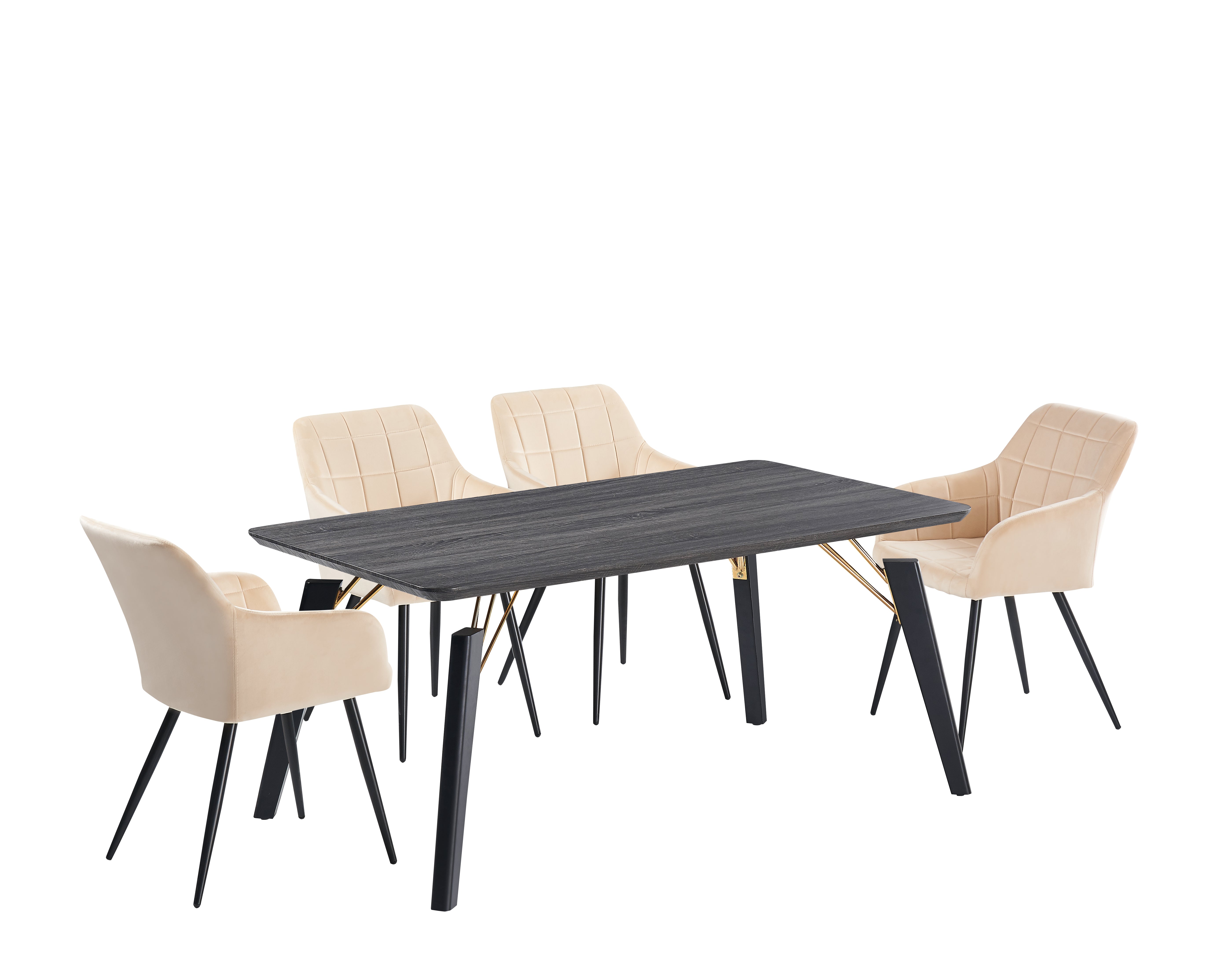 Camden Cosmo LUX Dining Set, a Table and Chairs Set of 4, Black/Dark Grey