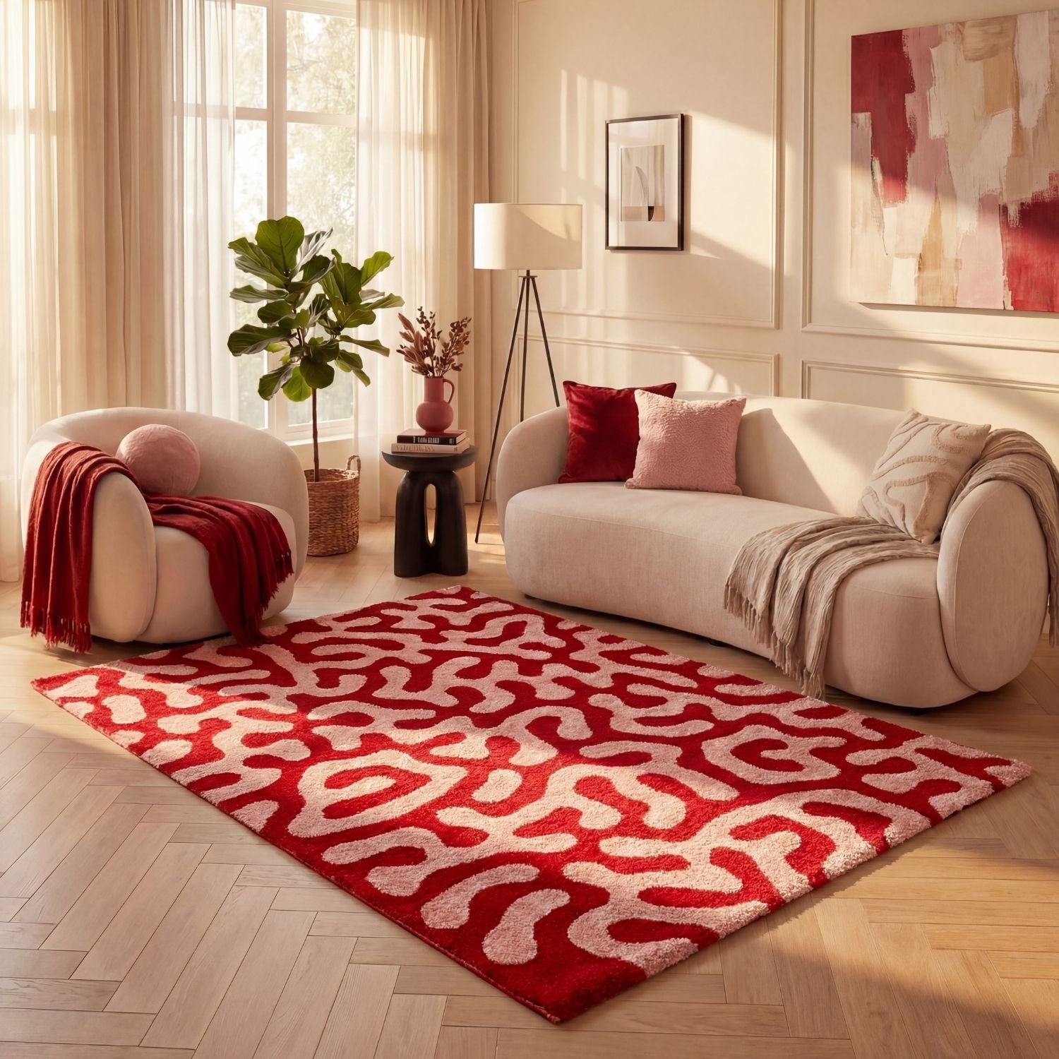 Joli Doodle Red & Pink Rug - PN Home