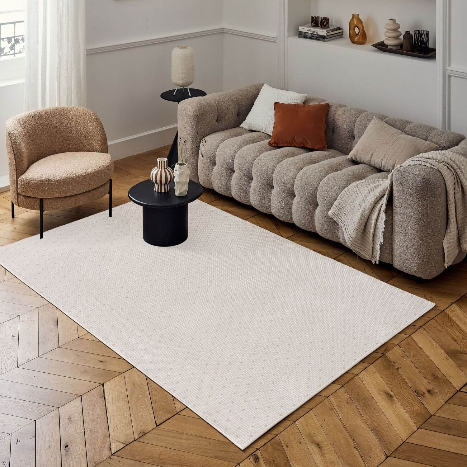 Carmel Cream-Beige Dots Rug | 6080 - PN Home