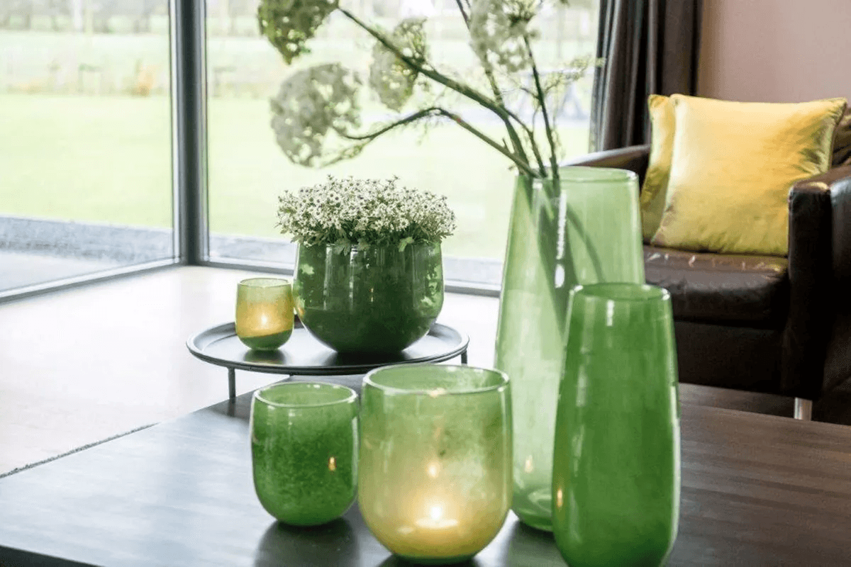 Glass Vase ROBERT -  H50 D14 cm - JUNGLE GREEN Colour by DutZ