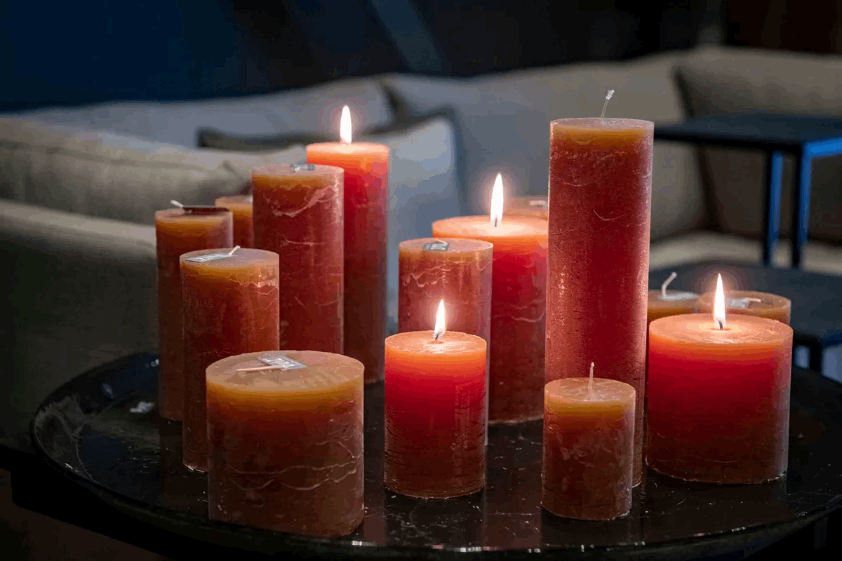 Luxury RUSTIC Candle - CORAL RED - PN Home