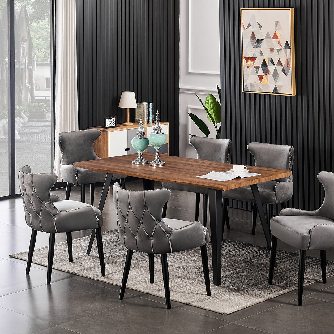 Oxford Rocco LUX 7PCs Dining Set includes an Oak Dining Table and Set of 6 Dining Chairs
