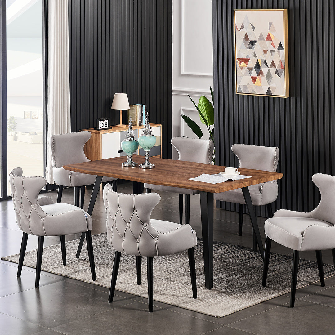 Oxford Rocco LUX 7PCs Dining Set includes an Oak Dining Table and Set of 6 Dining Chairs