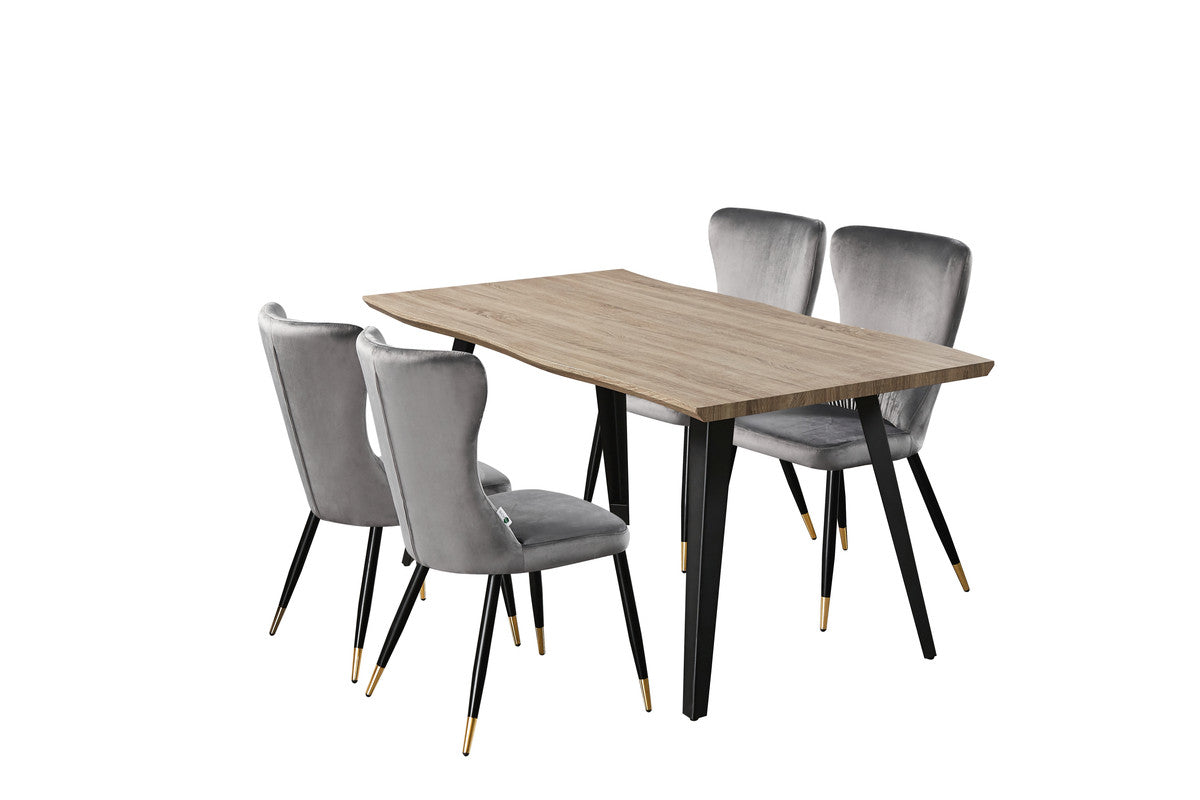 York Rocco LUX Dining Set Table Chairs Set 4 Walnut Grey