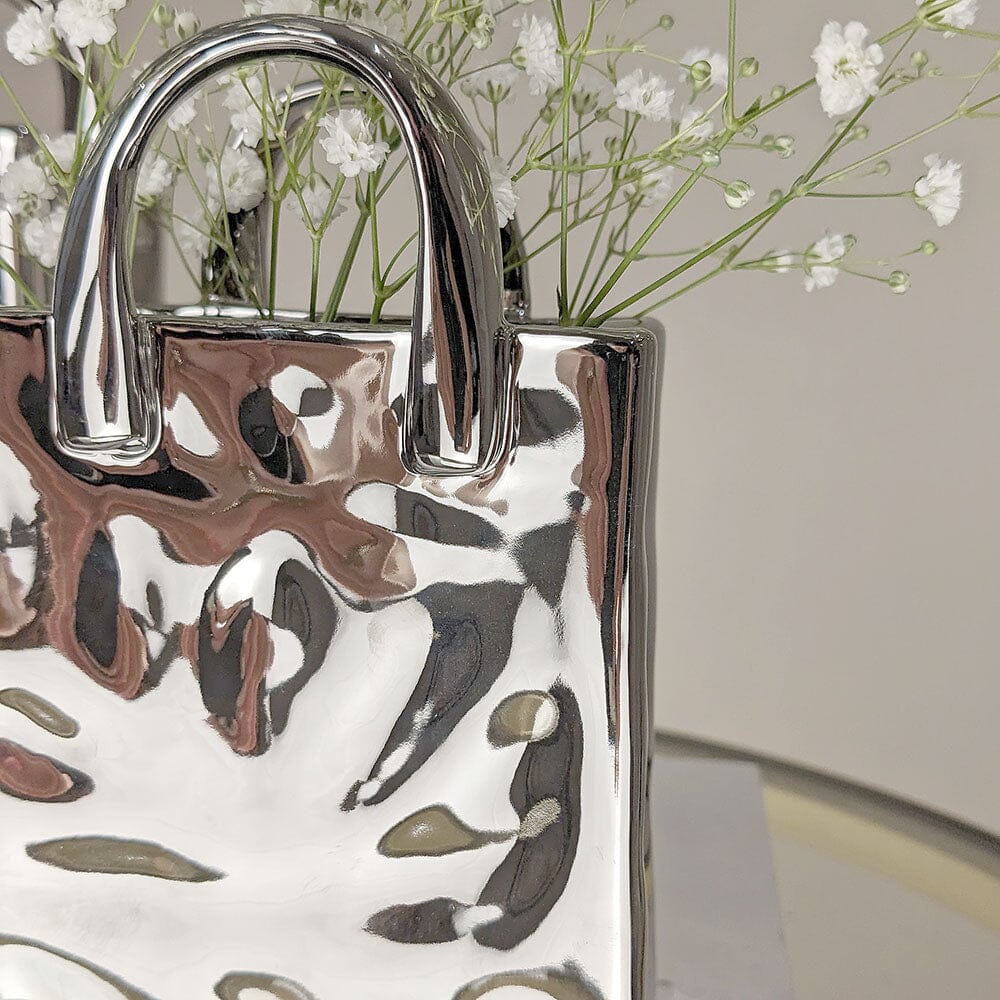 Elise Silver Handbag Decorative Vase