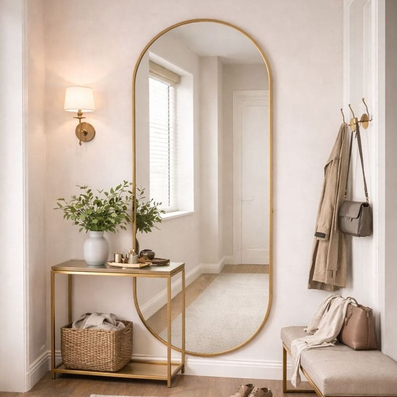 Emi - Full Length Gold Metal Runway Oval Mirror - 180cm x 80cm