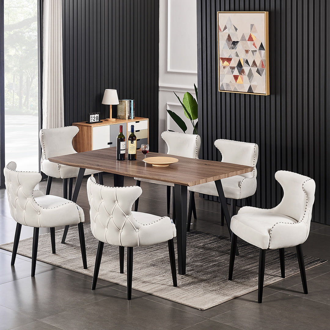 Oxford Rocco LUX Dining Set, a Table and Chairs Set of 6, Walnut