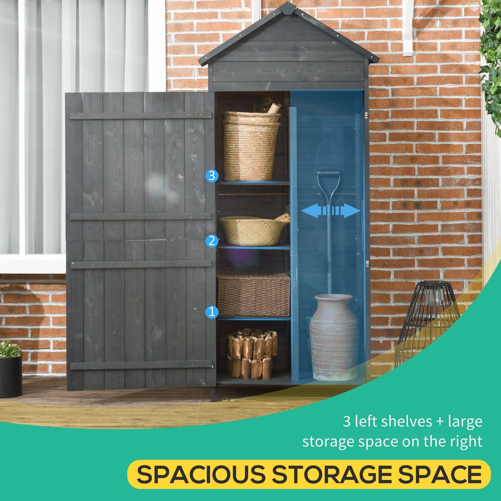Rustica 188cm Barn Door Apex Garden Store Lockable Fir Wood Grey by Steadfast