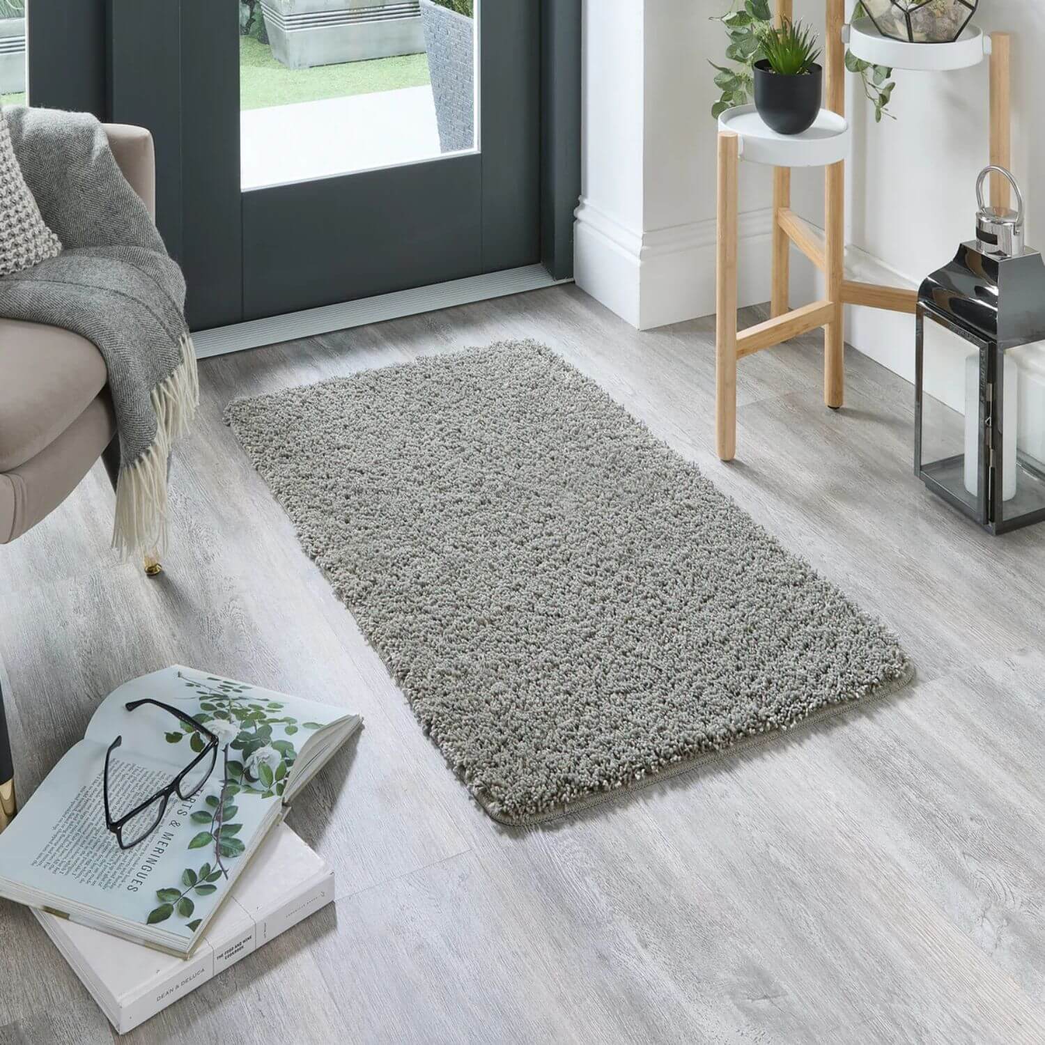 Washable Ghost Grey Shaggy Rug - PN Home