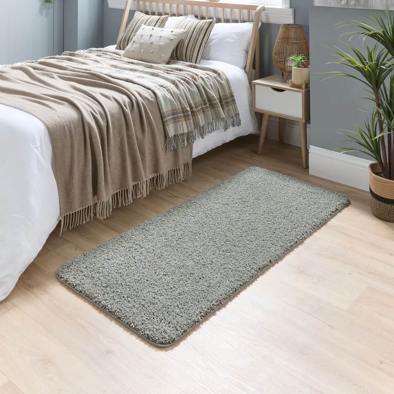 Washable Ghost Grey Shaggy Rug - PN Home