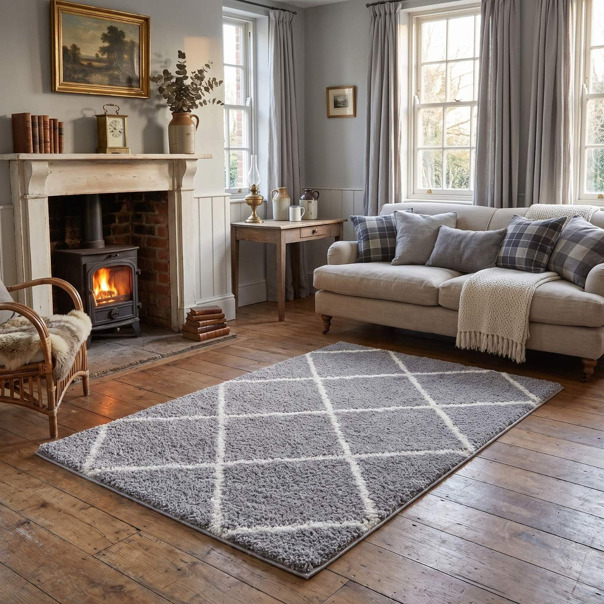 Moroccan Grey Shaggy Rug | 510 - PN Home