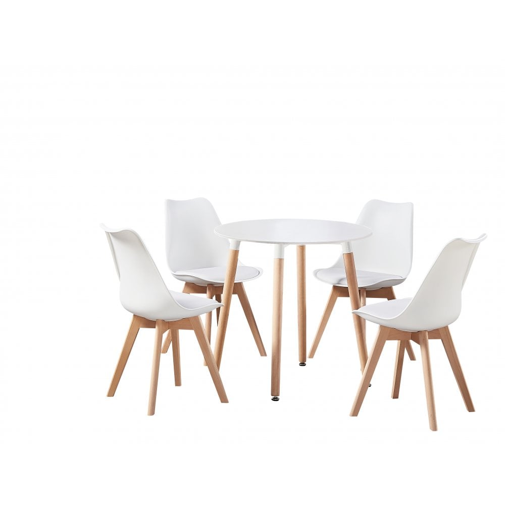 Jamie Halo Round Dining Table Set 4 Chairs