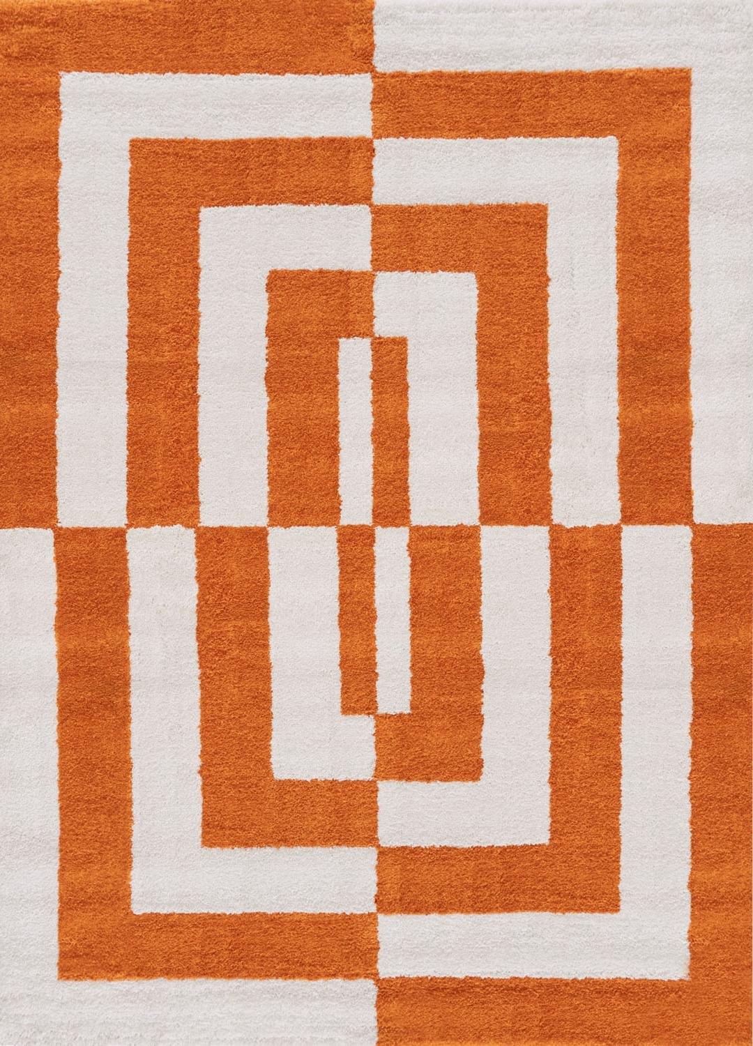 Joli Geometric Orange & White Rug - PN Home
