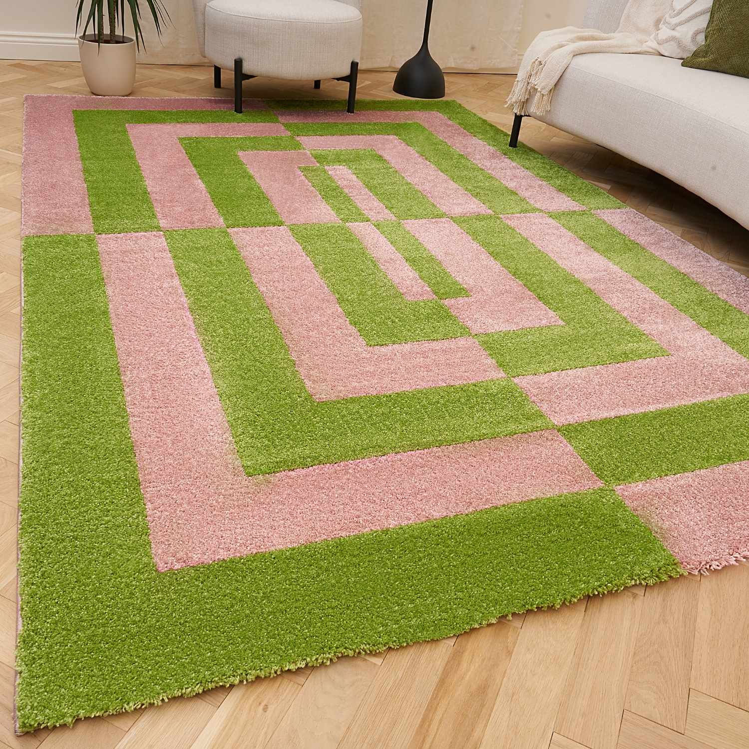 Joli Geometric Green & Pink Rug - PN Home