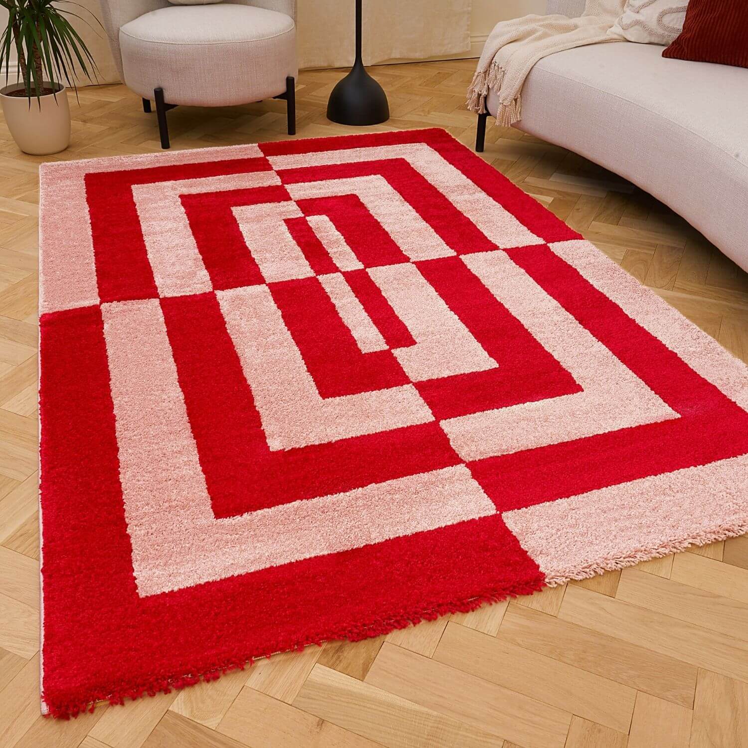 Joli Geometric Red & Pink Rug - PN Home