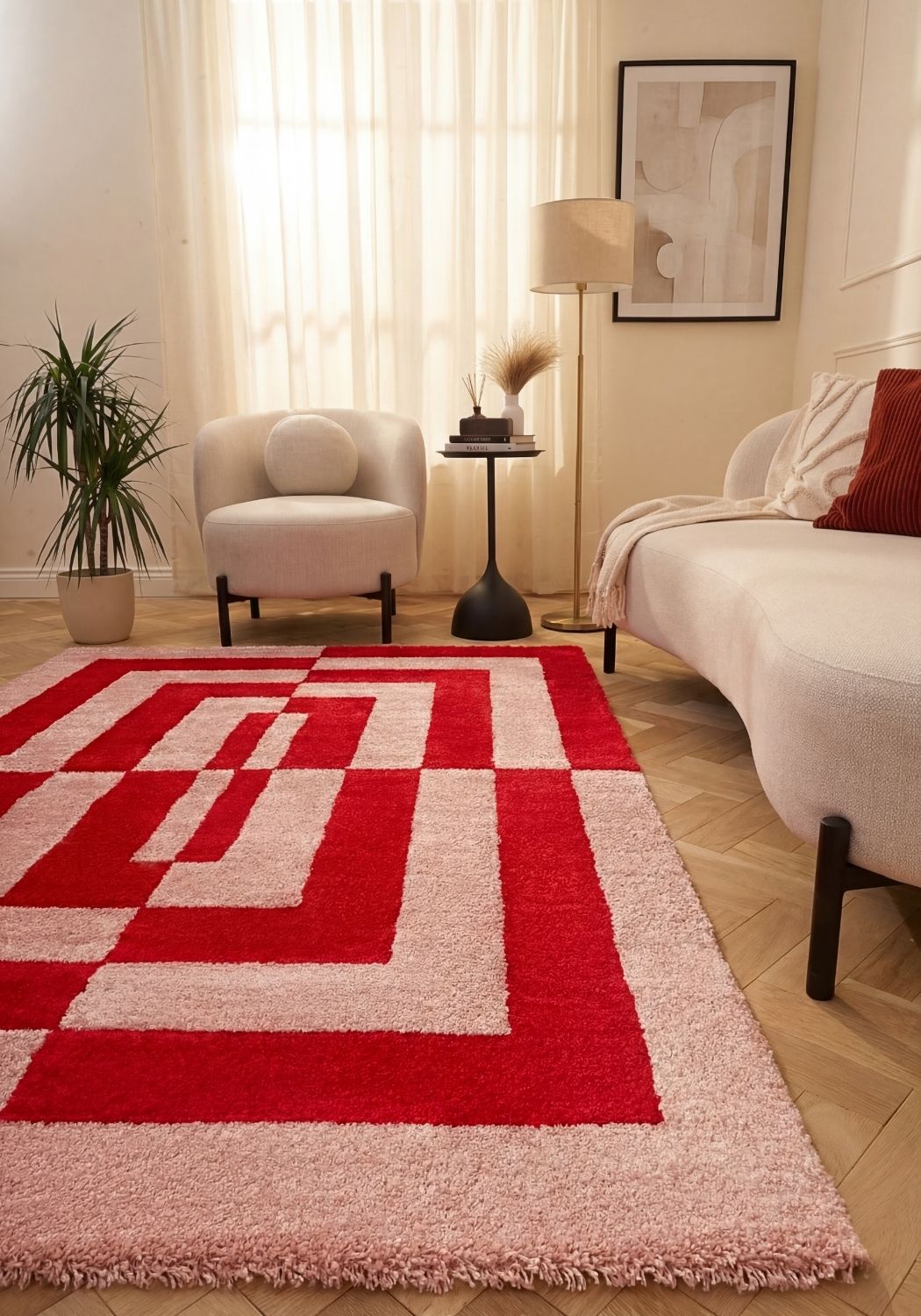 Joli Geometric Red & Pink Rug - PN Home