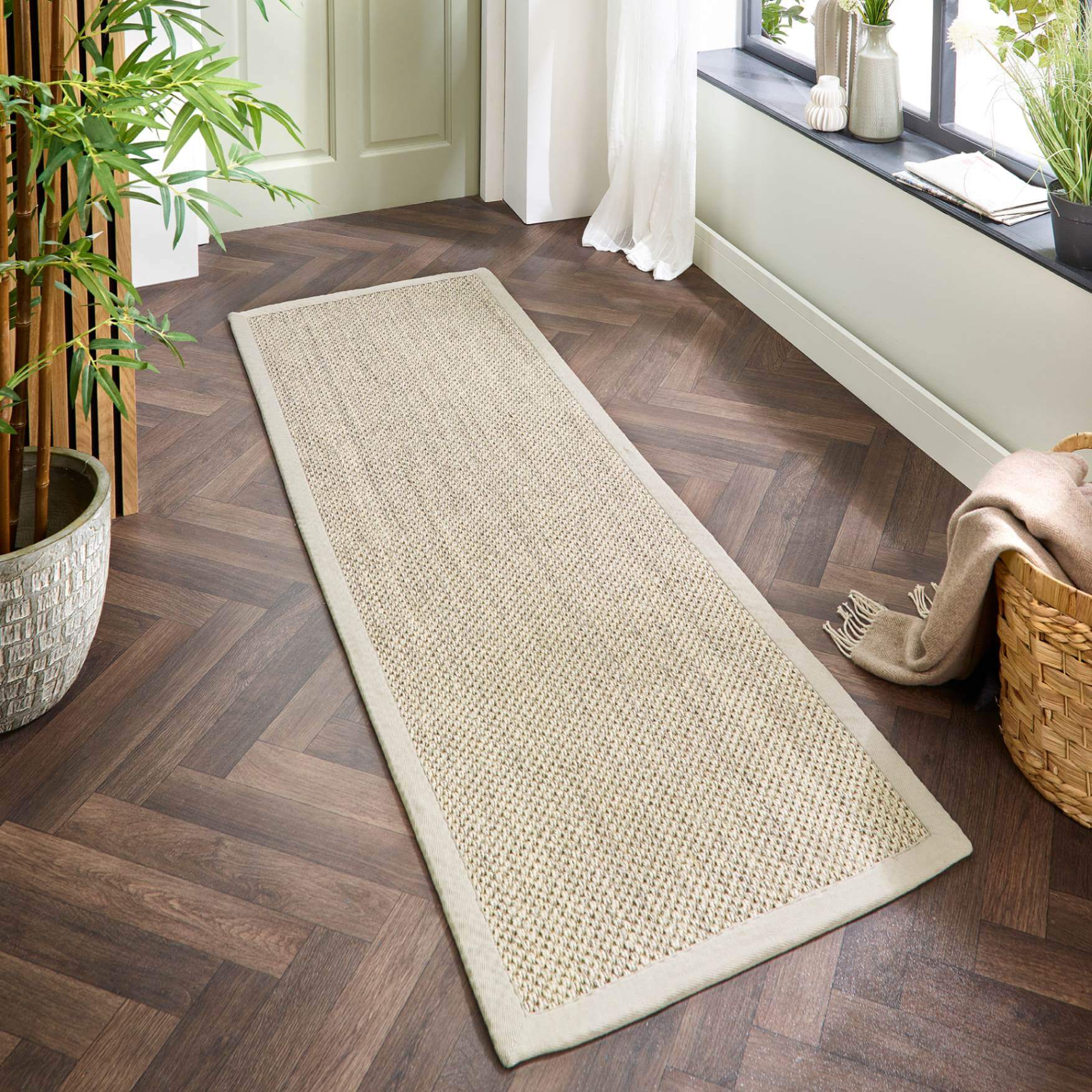 Bordered Light Beige Non-Slip Sisal Rug - PN Home