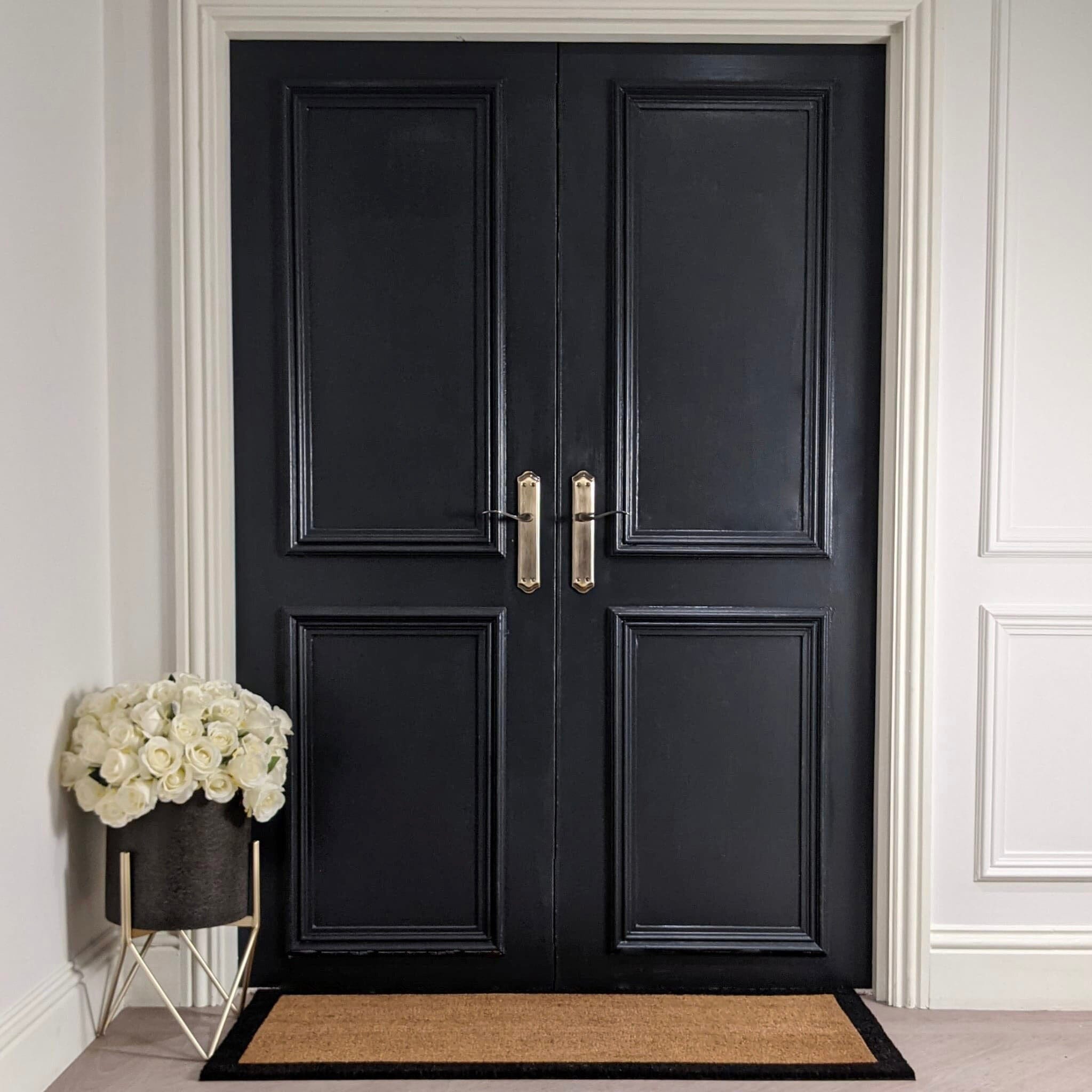 Kyla Large Black Border Natural Double Width Doormat