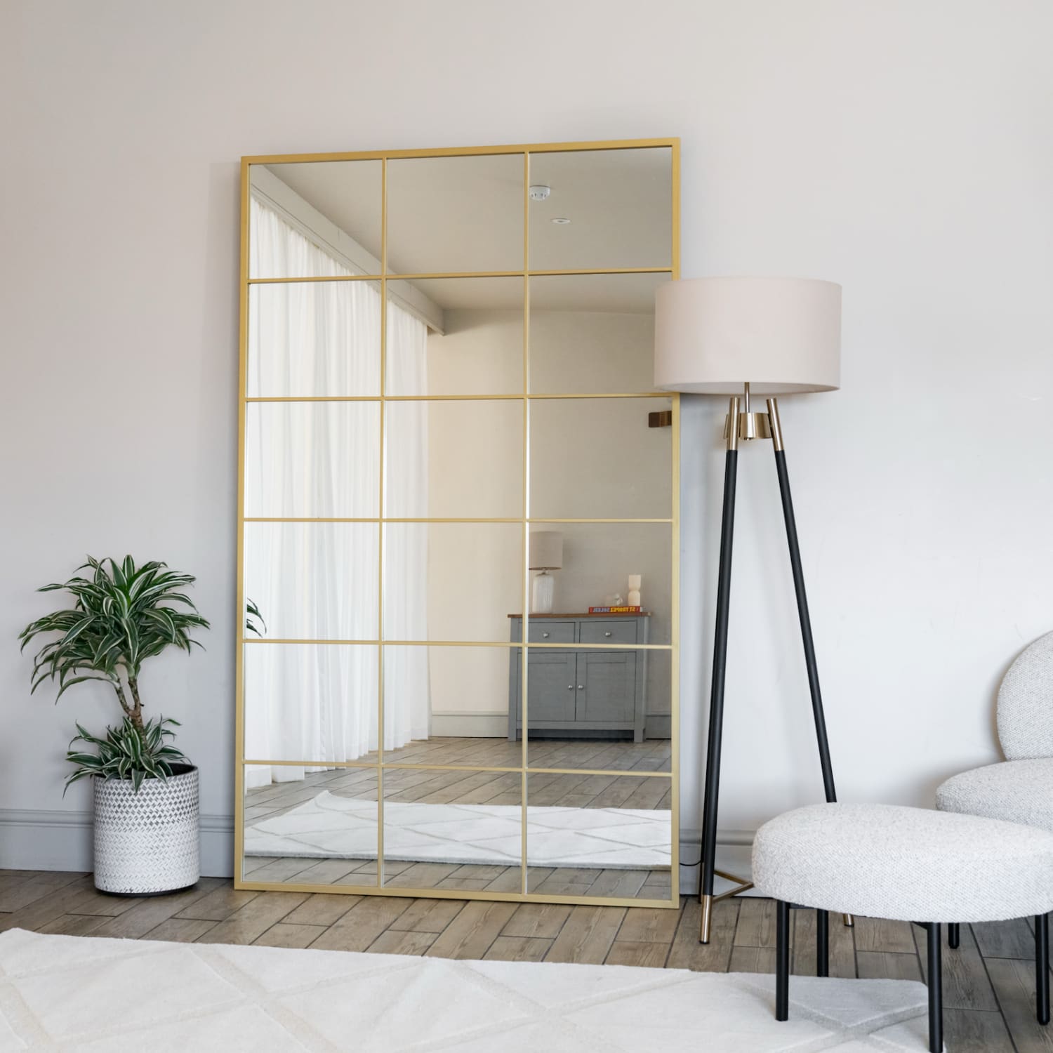 Kyō Full Length Metal Rectangle Lattice Grid Mirror 180cm x 105cm