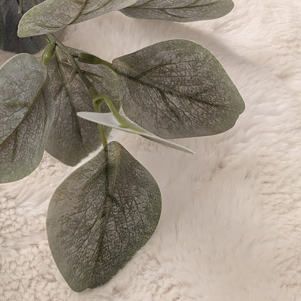 Light Green Dusted Faux Eucalyptus Single Stem