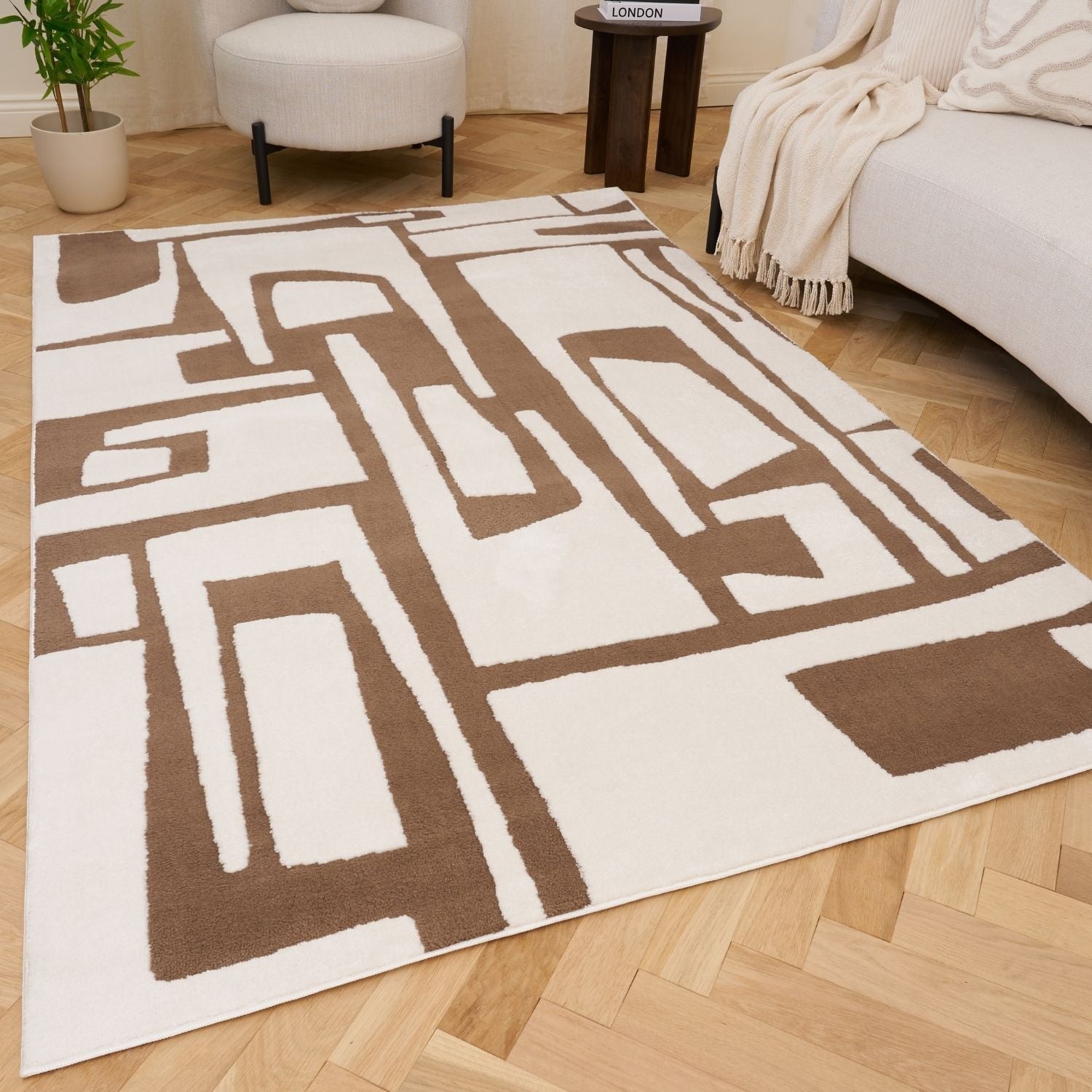 Loft Abstract Brown Rug - PN Home