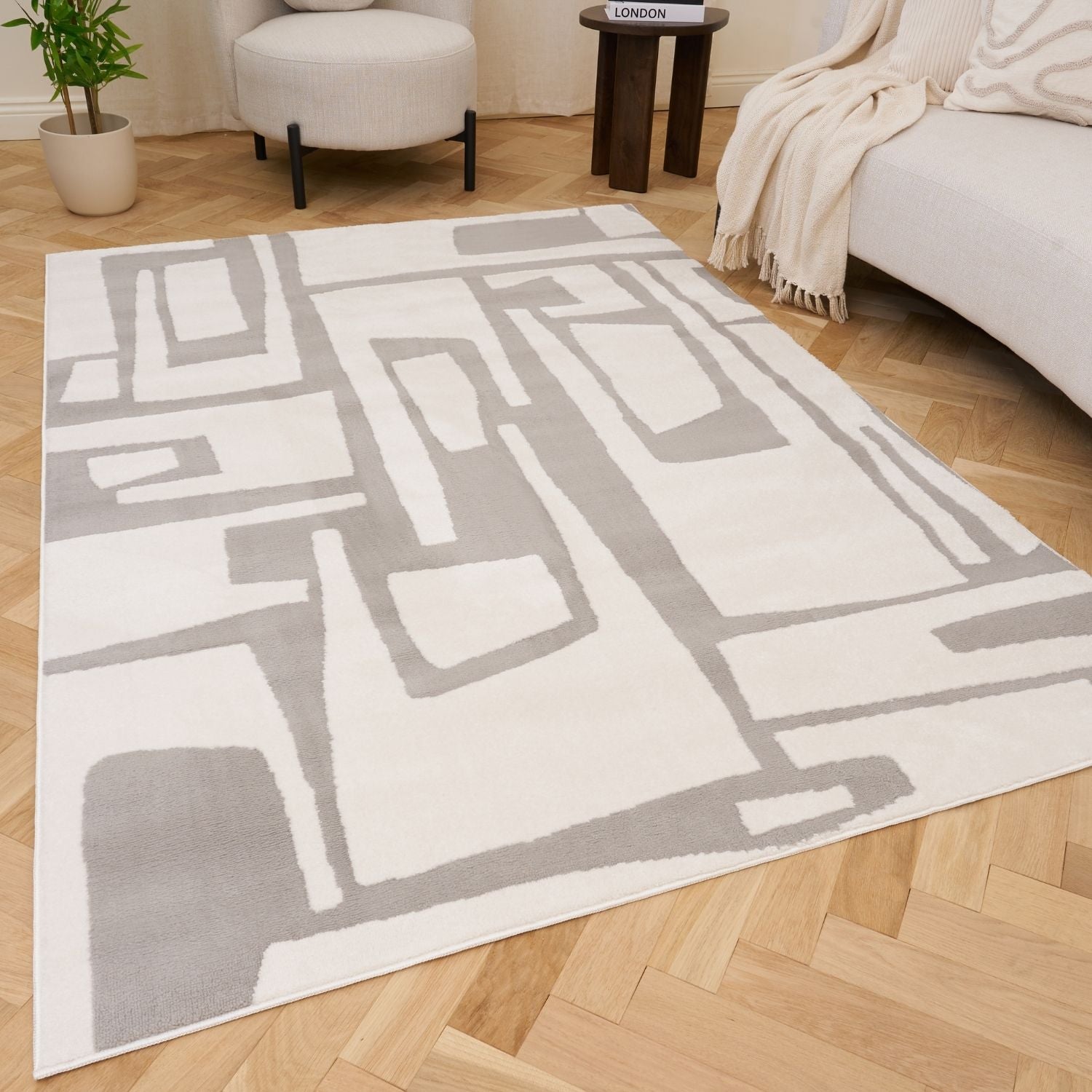 Loft Abstract Grey Rug - PN Home