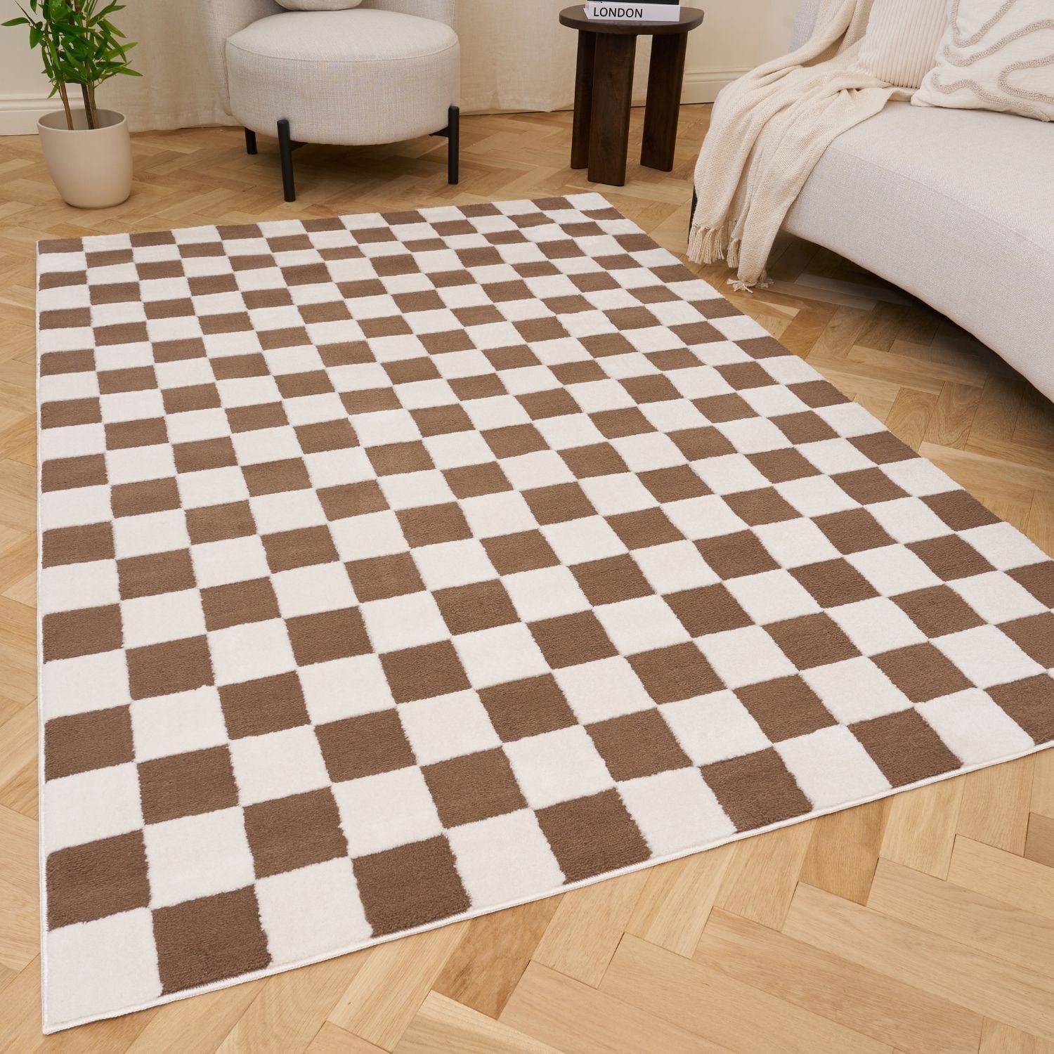 Loft Checkerboard Brown Rug - PN Home