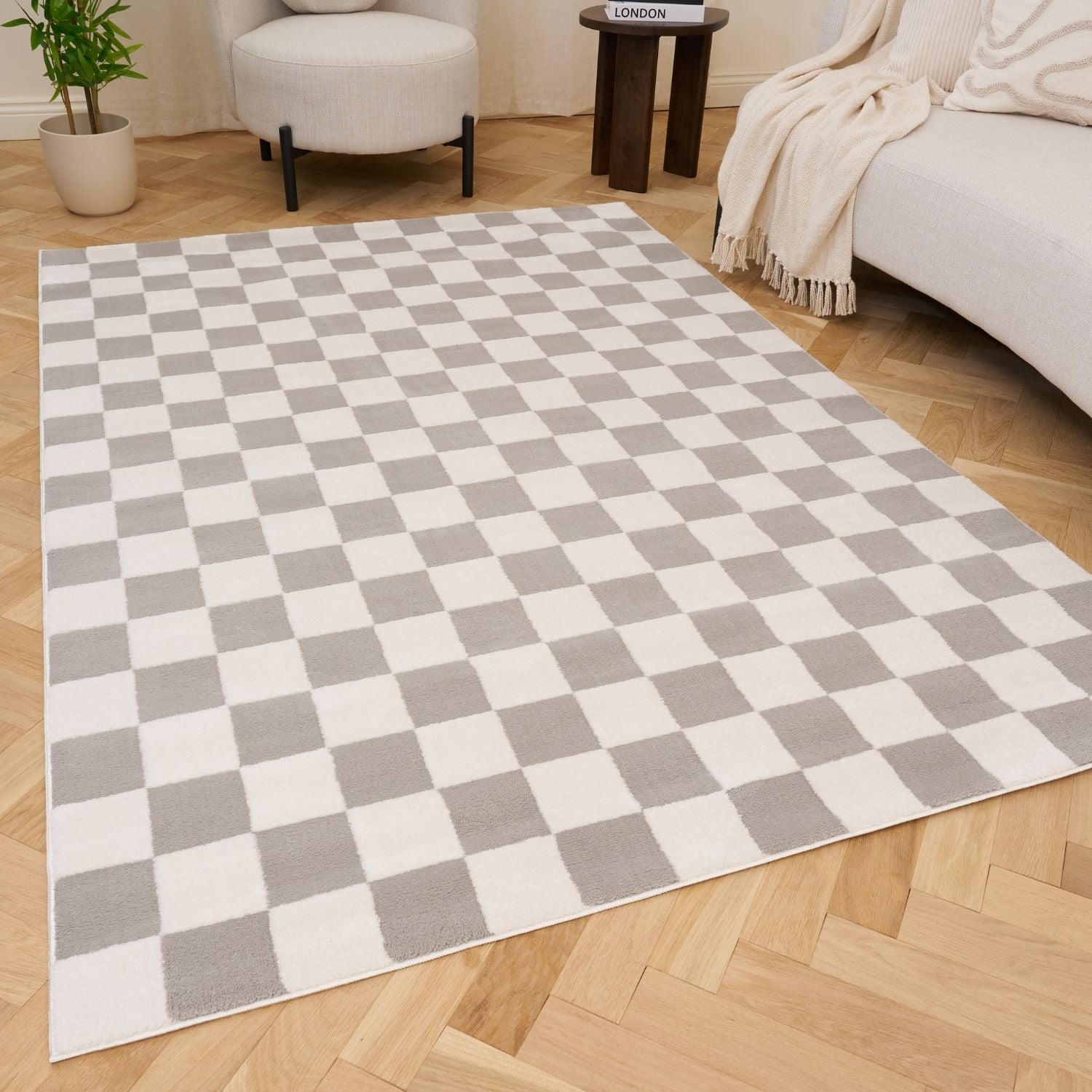 Loft Checkerboard Grey Rug - PN Home