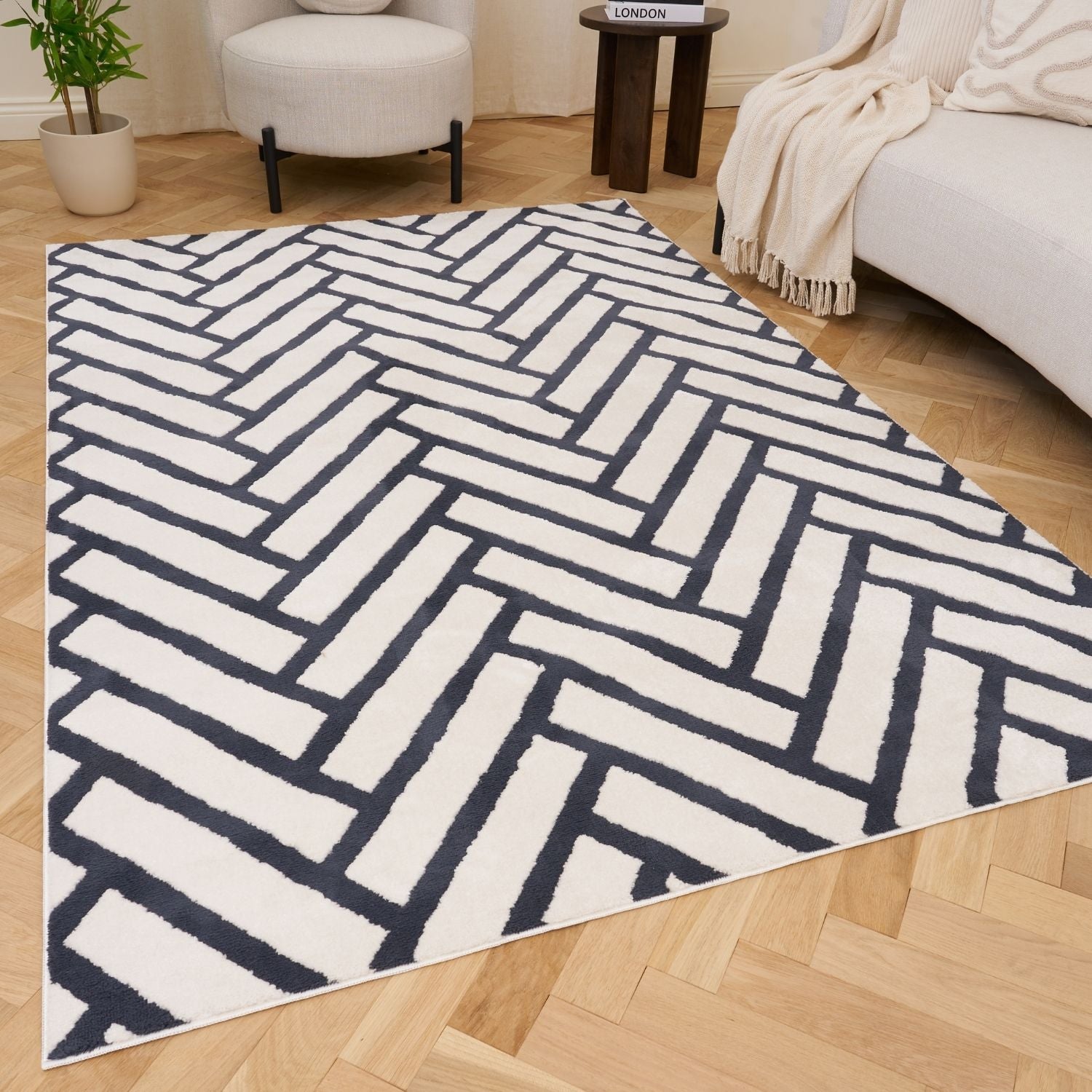 Loft Chevron Blue Rug - PN Home