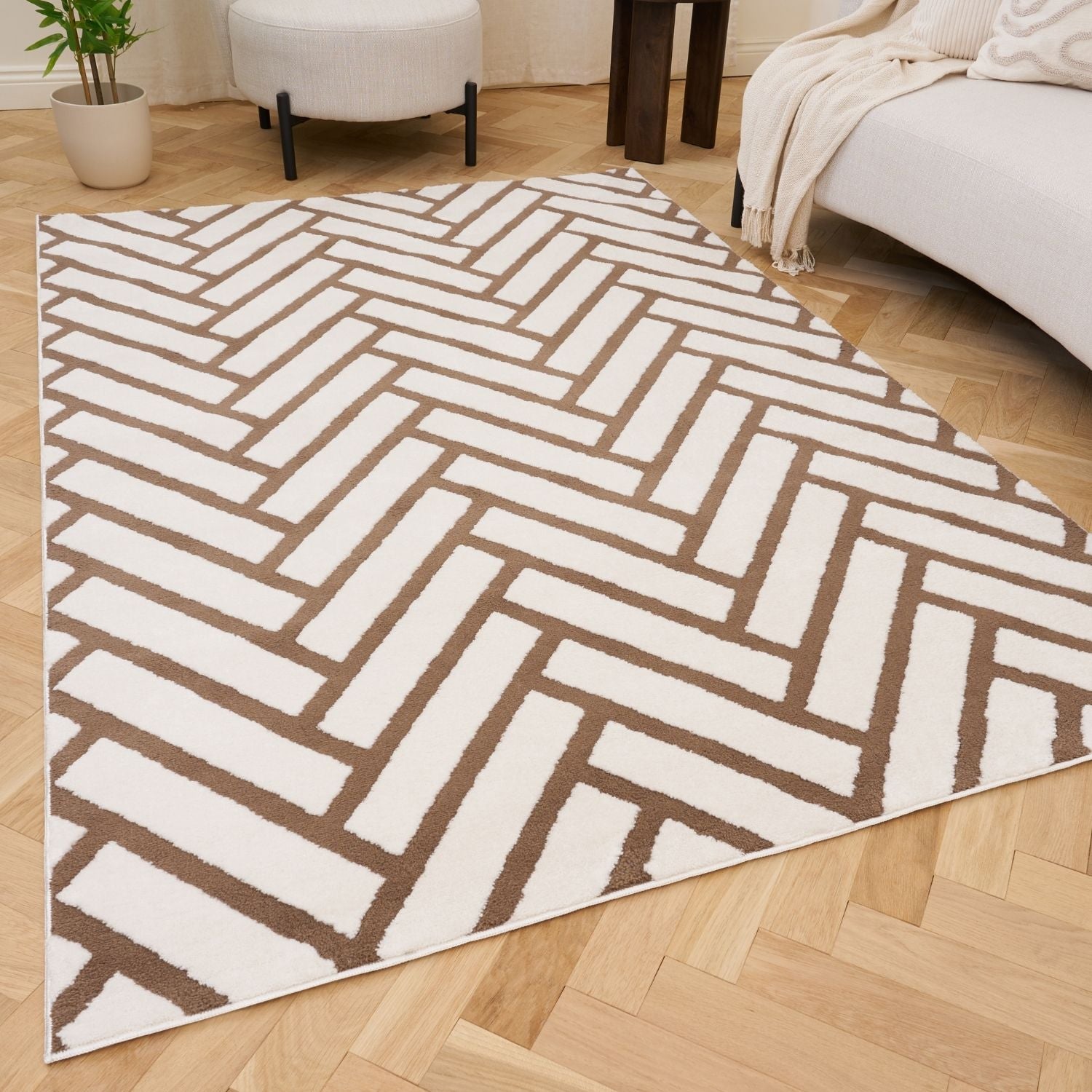 Loft Chevron Brown Rug - PN Home