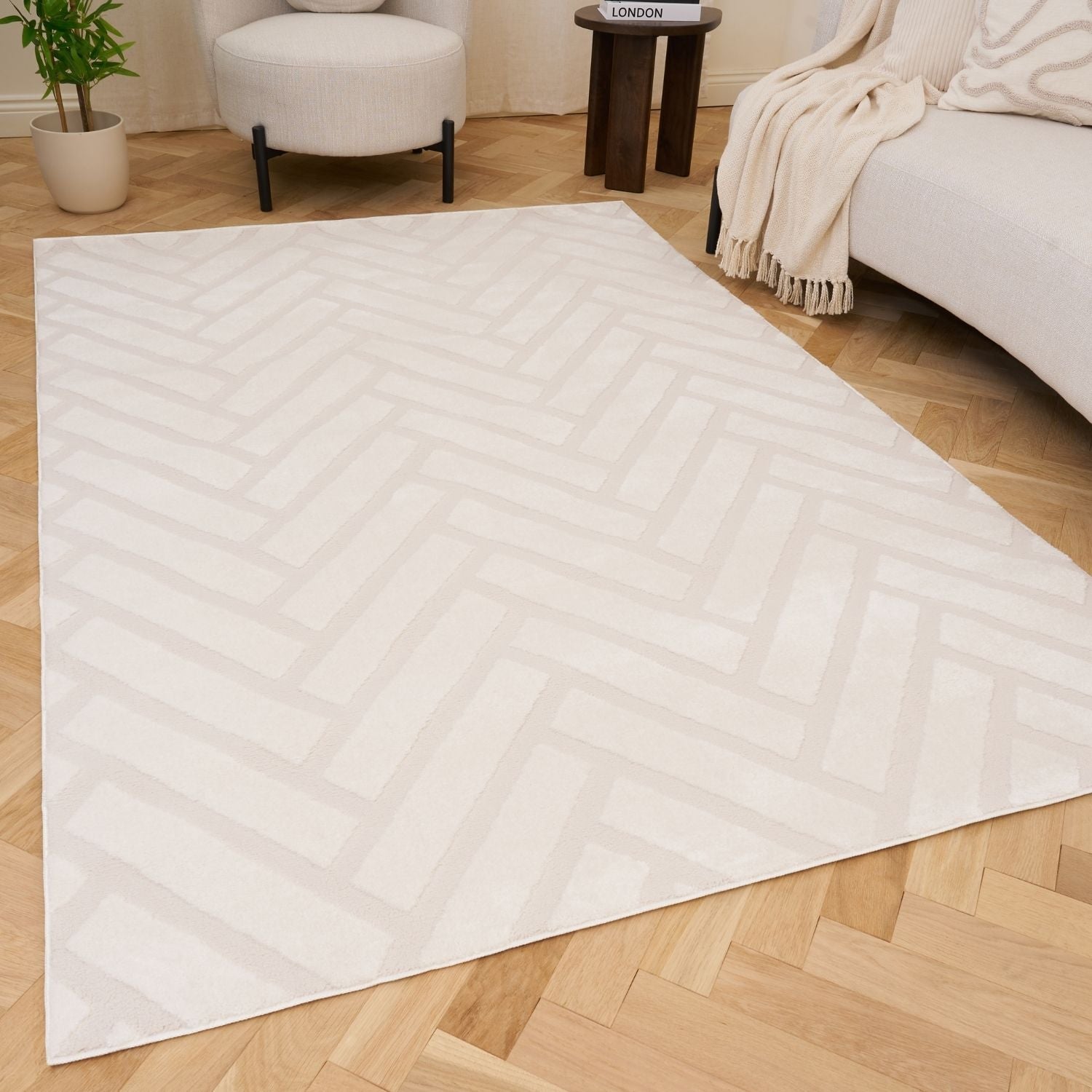 Loft Chevron Cream Rug - PN Home