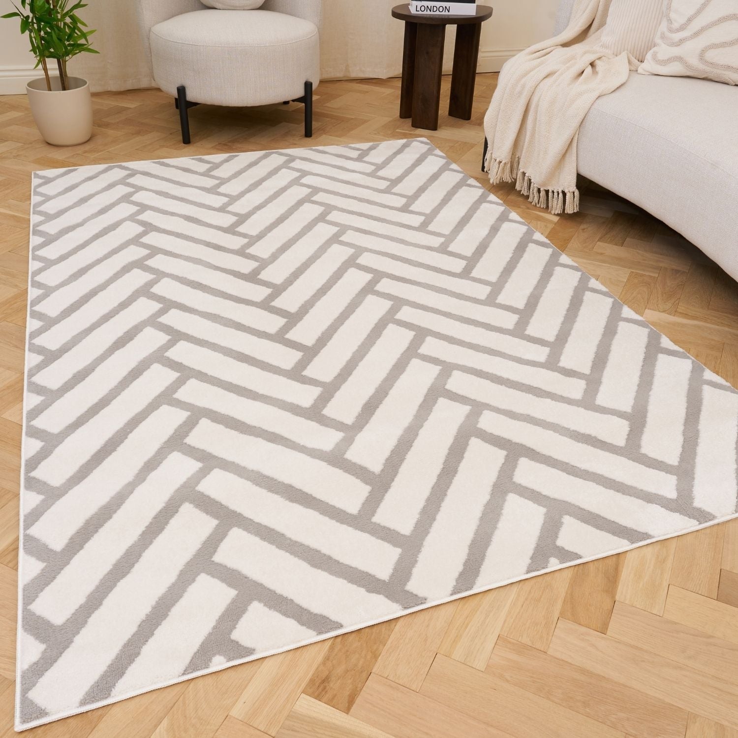 Loft Chevron Grey Rug - PN Home