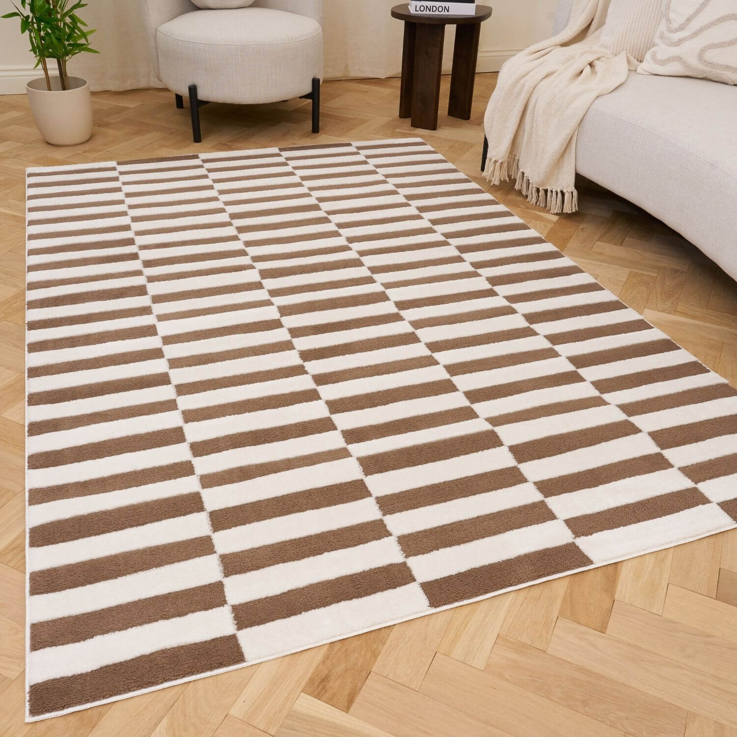 Loft Striped Brown Rug - PN Home