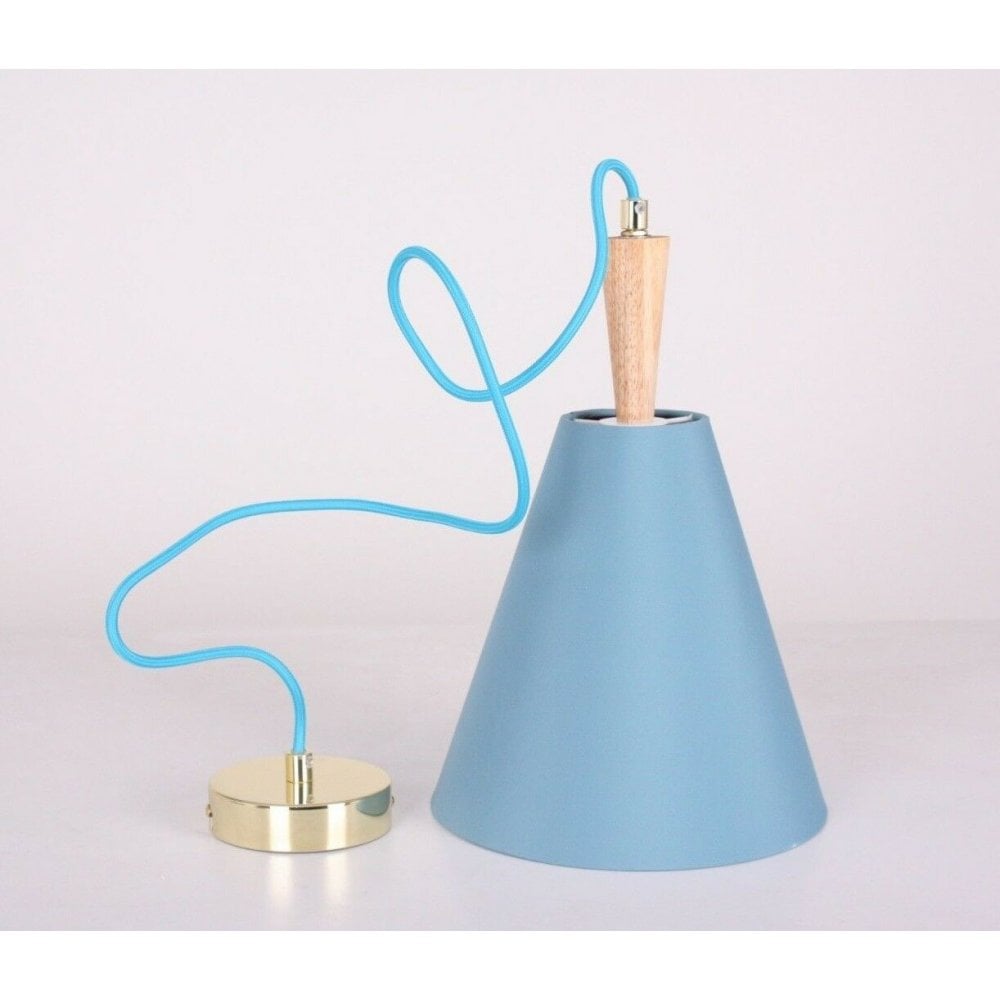 Luce Hanging Ceiling Light Oak Wood Spindle