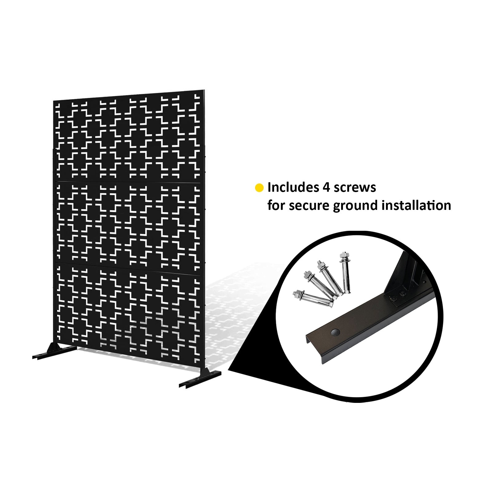 Metal Indoor/Outdoor Privacy Screen with Stand 120cm x 180cm - Squares - PN Home
