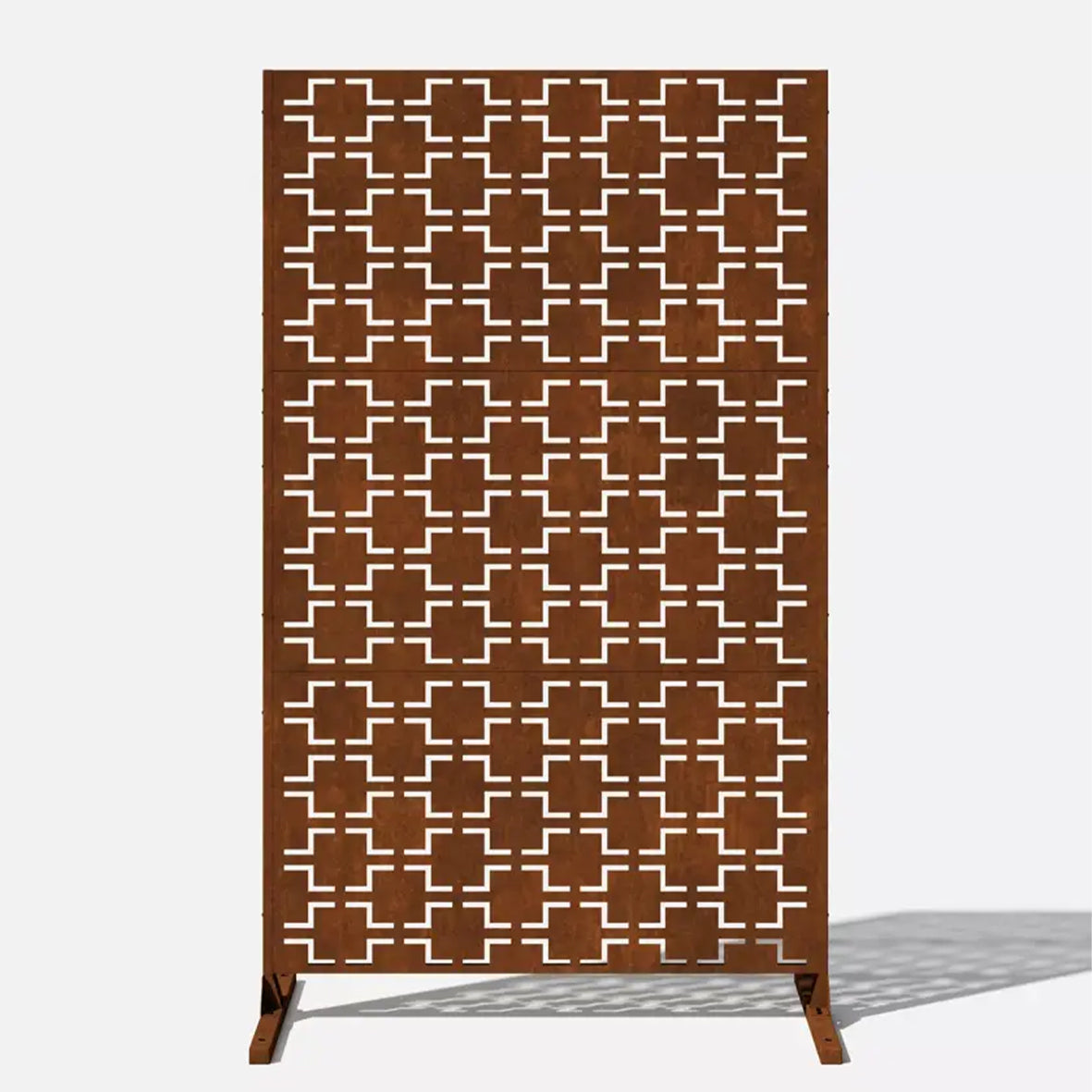 Metal Indoor/Outdoor Privacy Screen with Stand 120cm x 180cm - Squares - PN Home