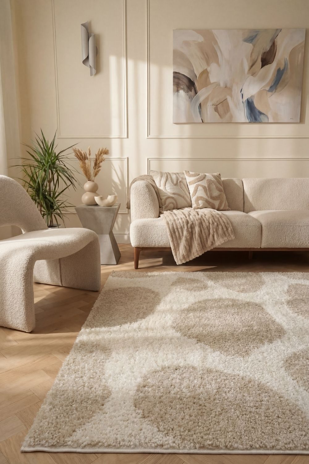 Moodi Shaggy Cream Kora Rug - PN Home