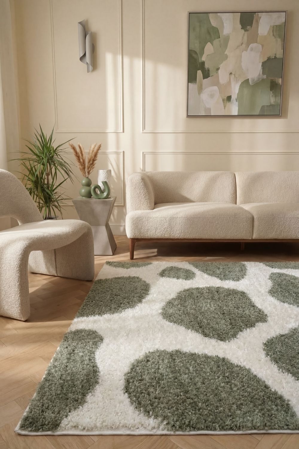 Moodi Shaggy Green Erosan Rug - PN Home
