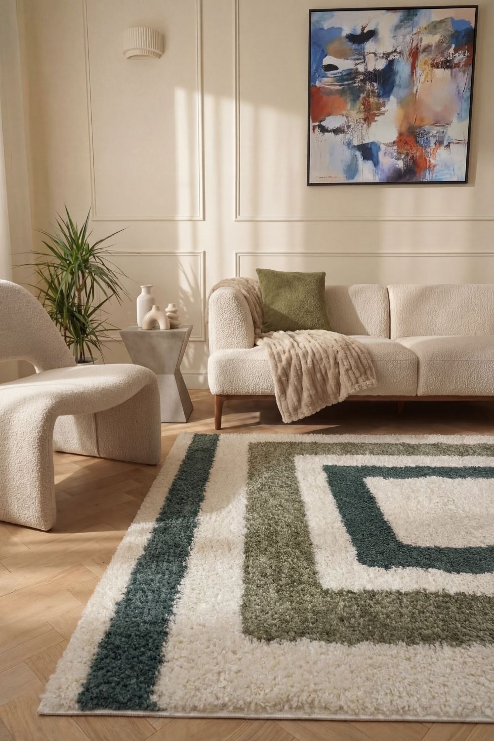Moodi Shaggy Green Marina Rug - PN Home