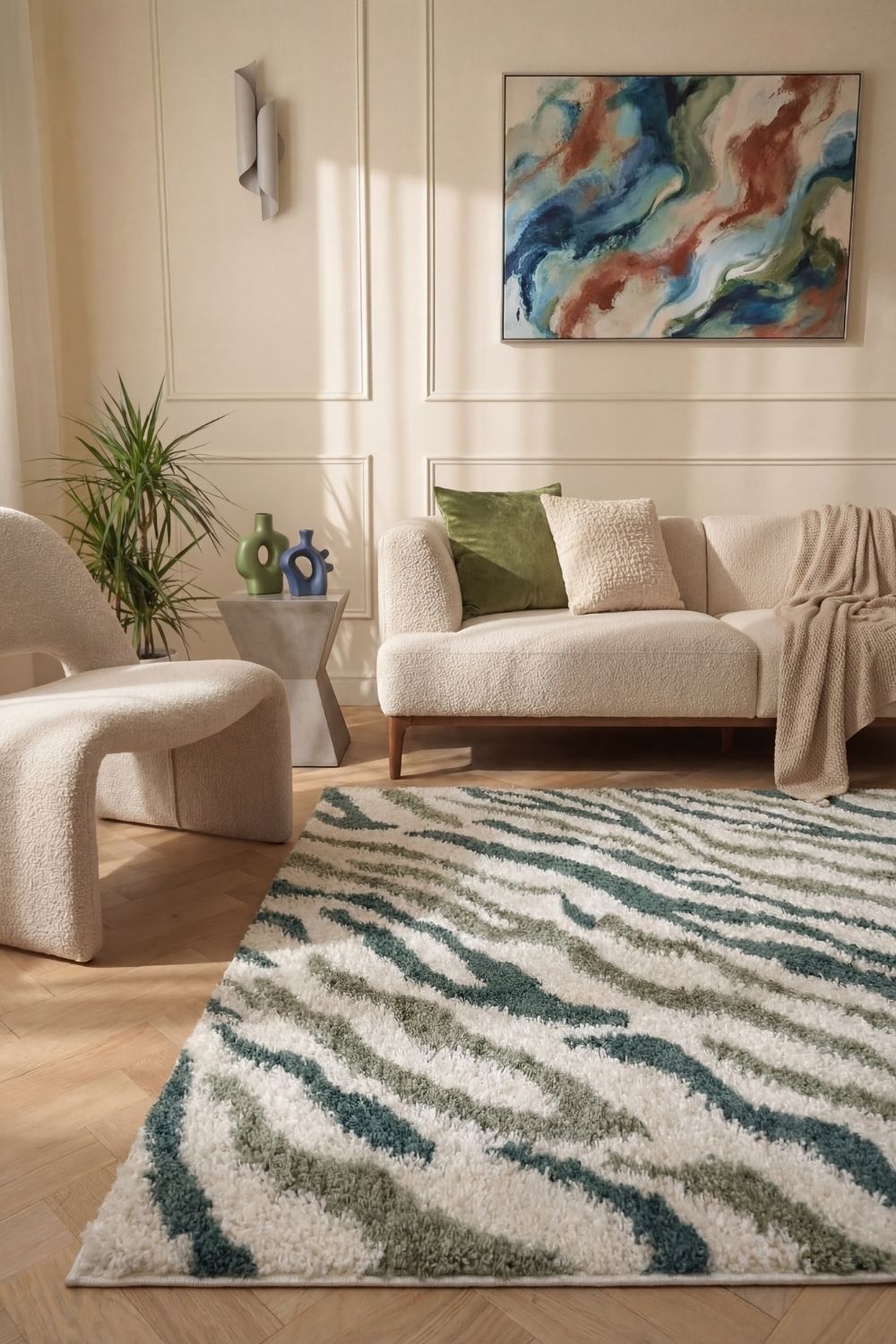 Moodi Shaggy Green Nyra Rug - PN Home