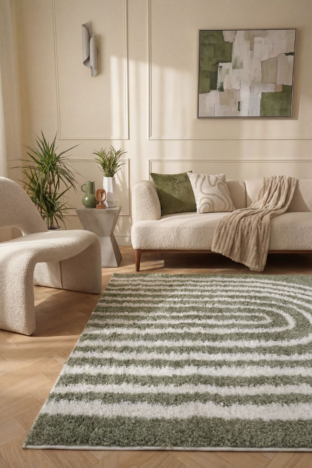 Moodi Shaggy Green Reverie Rug - PN Home