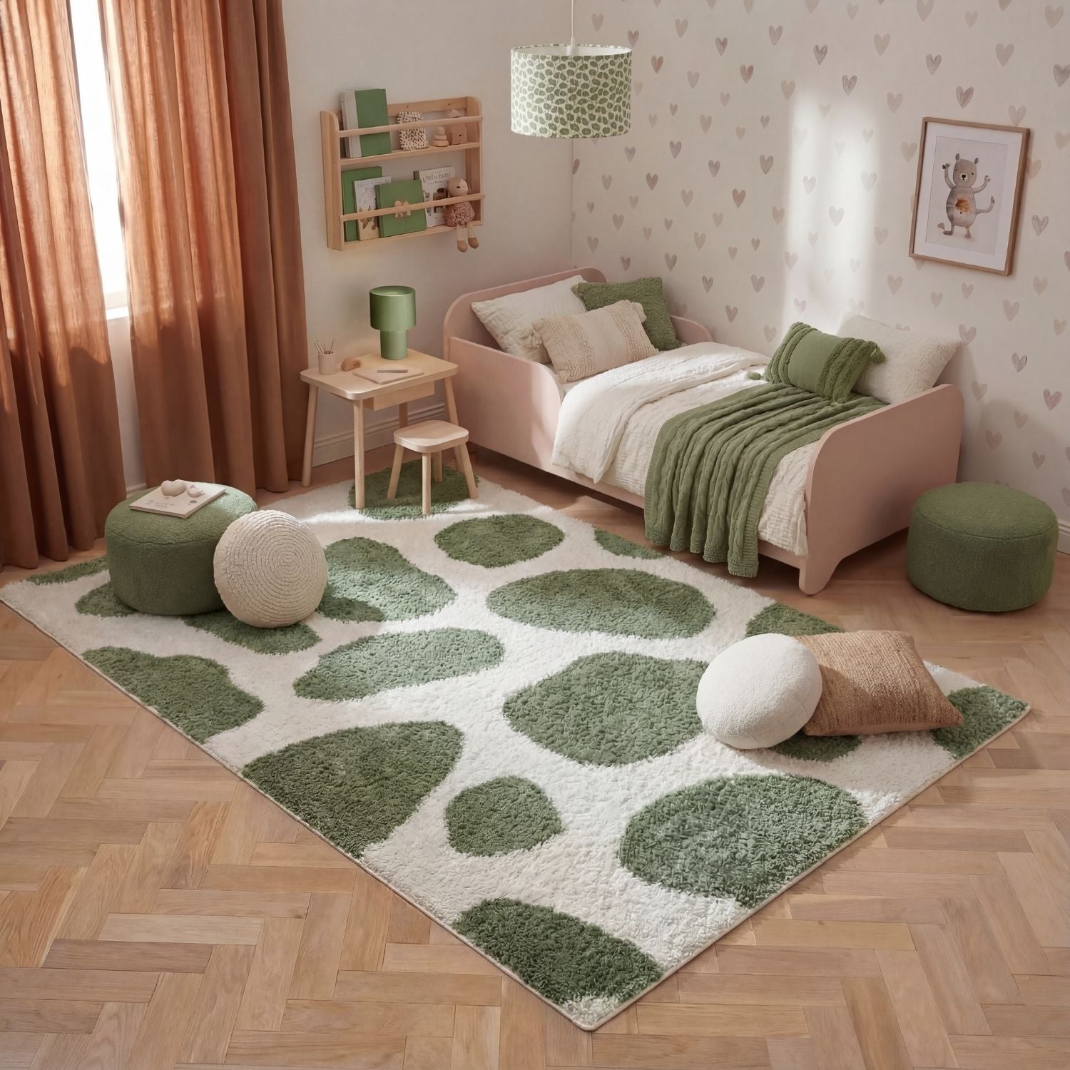 Moodi Shaggy Green Erosan Rug - PN Home
