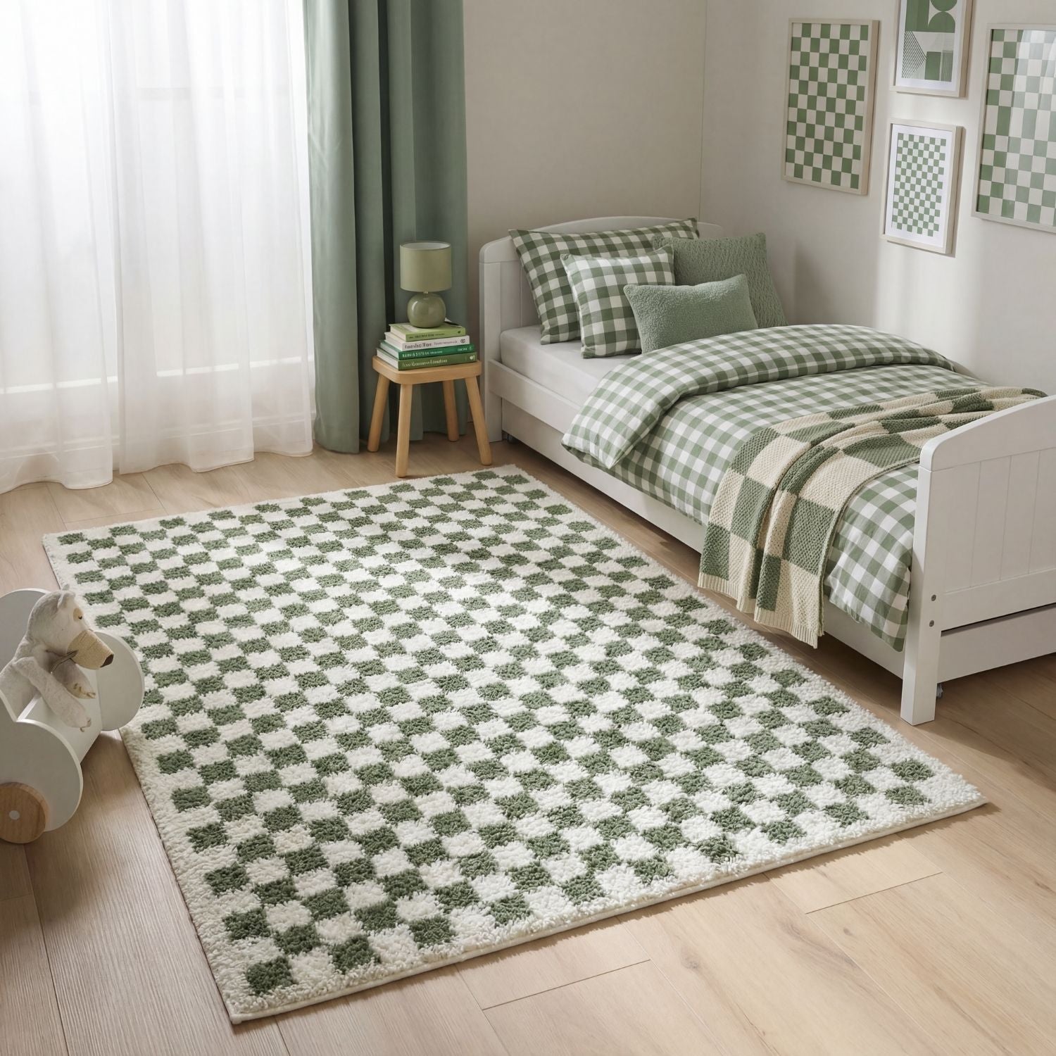 Moodi Shaggy Green Lunel Rug - PN Home