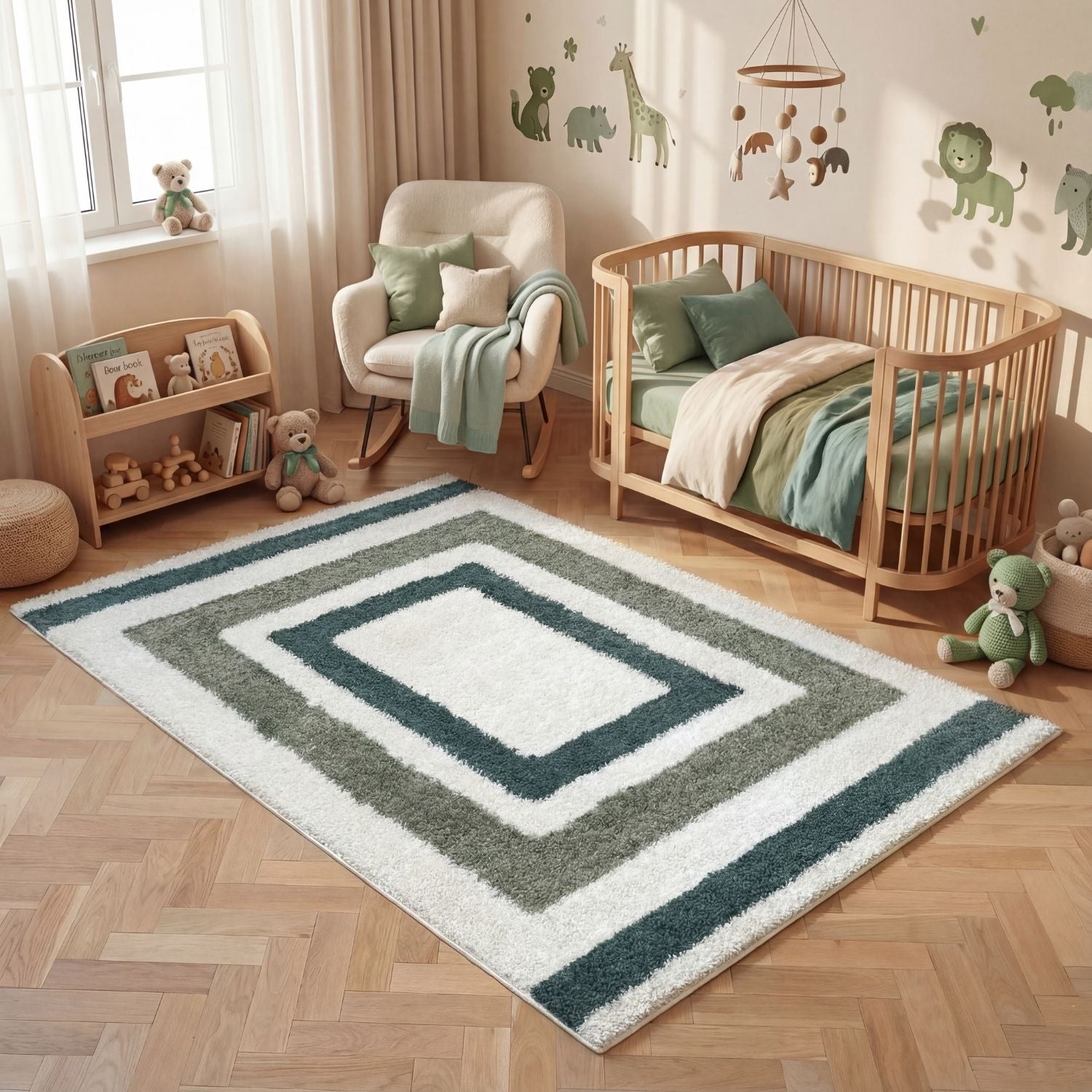 Moodi Shaggy Green Marina Rug - PN Home
