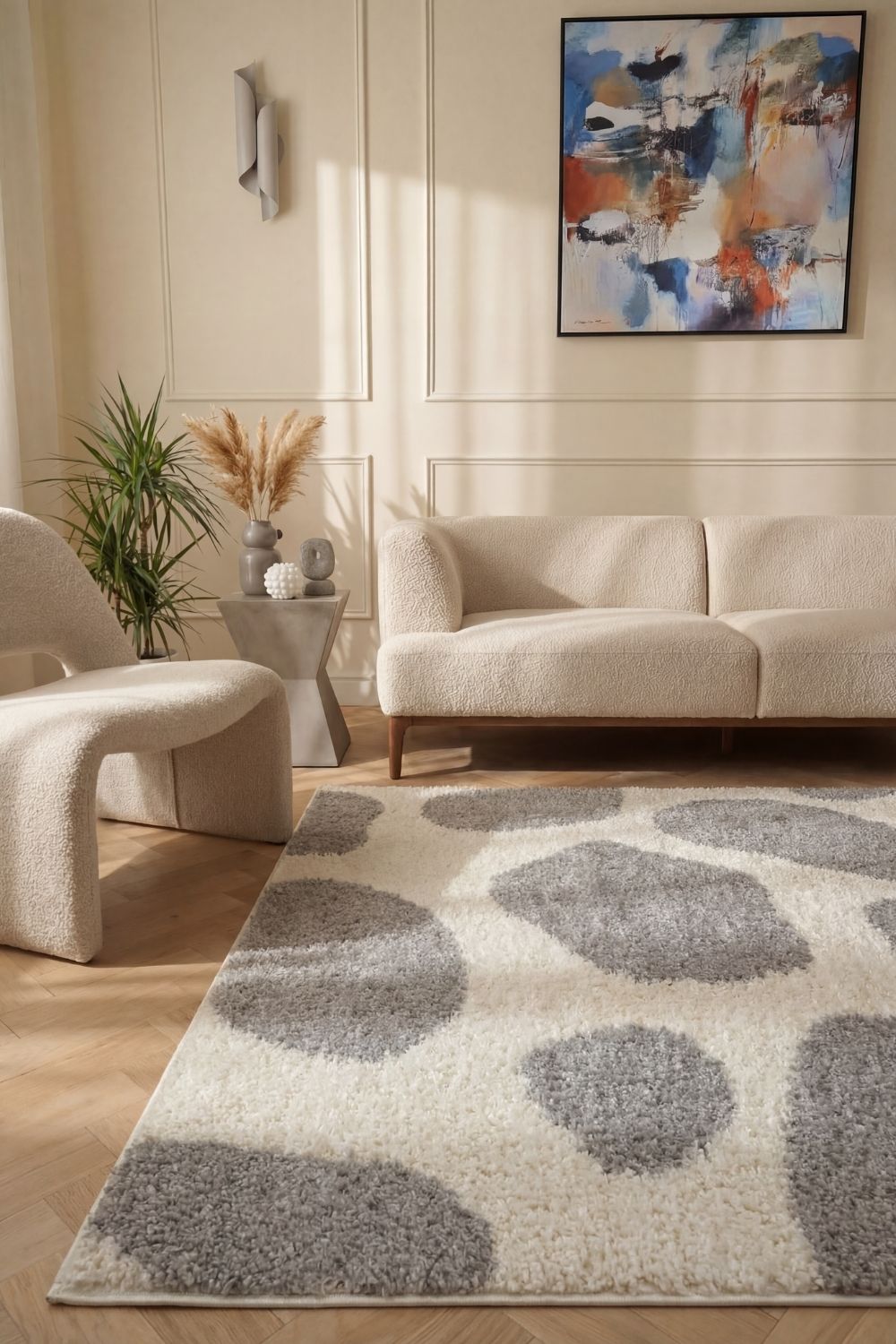 Moodi Shaggy Grey Tarn Rug - PN Home