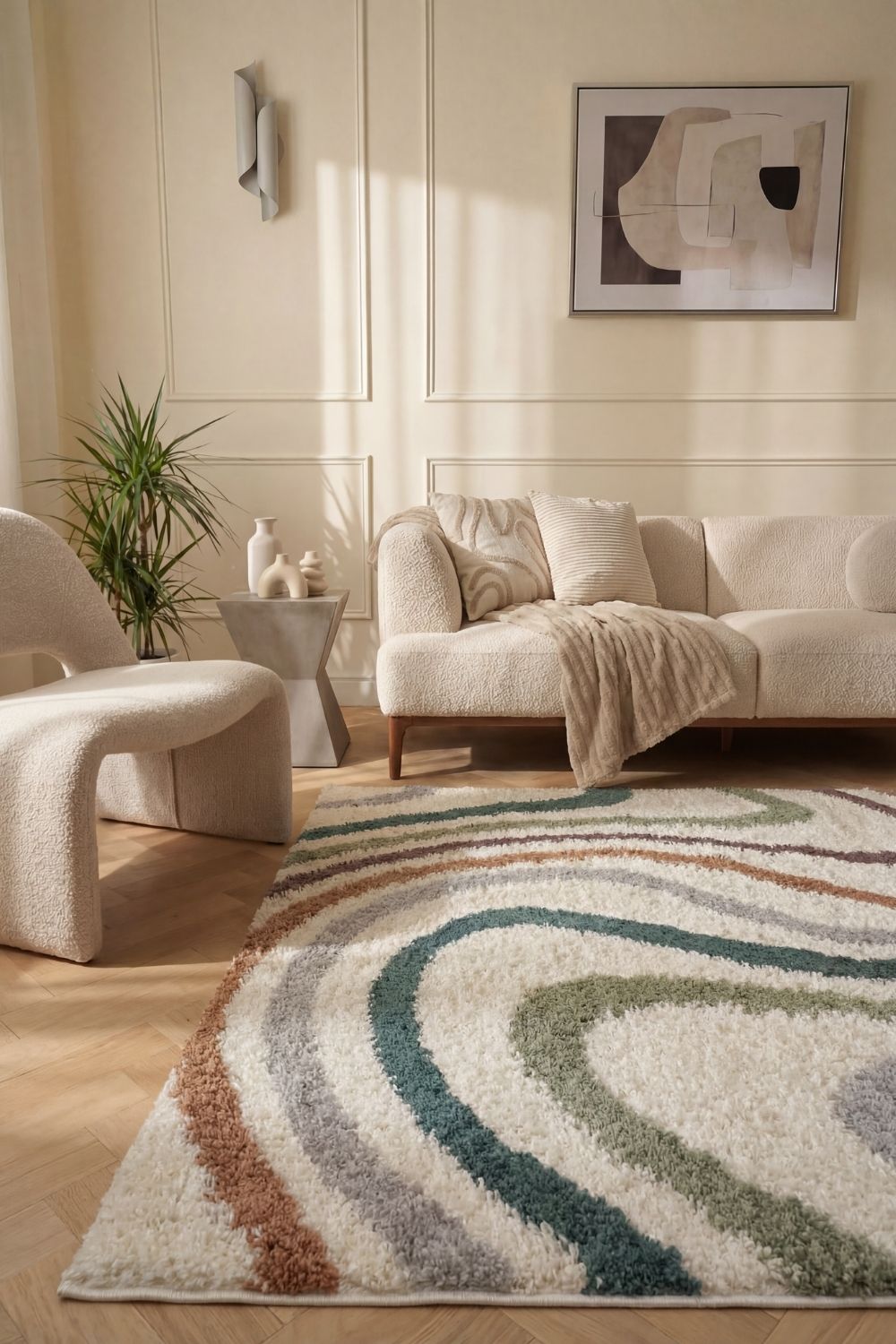 Moodi Shaggy Multicolour Mirage Rug - PN Home