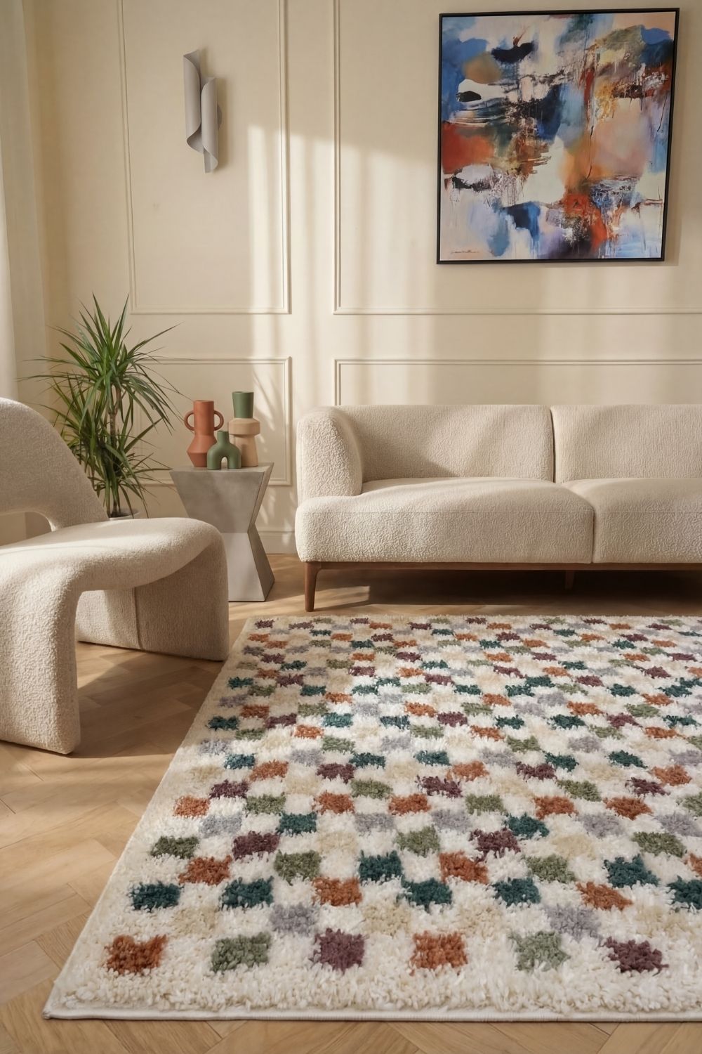 Moodi Shaggy Multicolour Pulseway Rug - PN Home